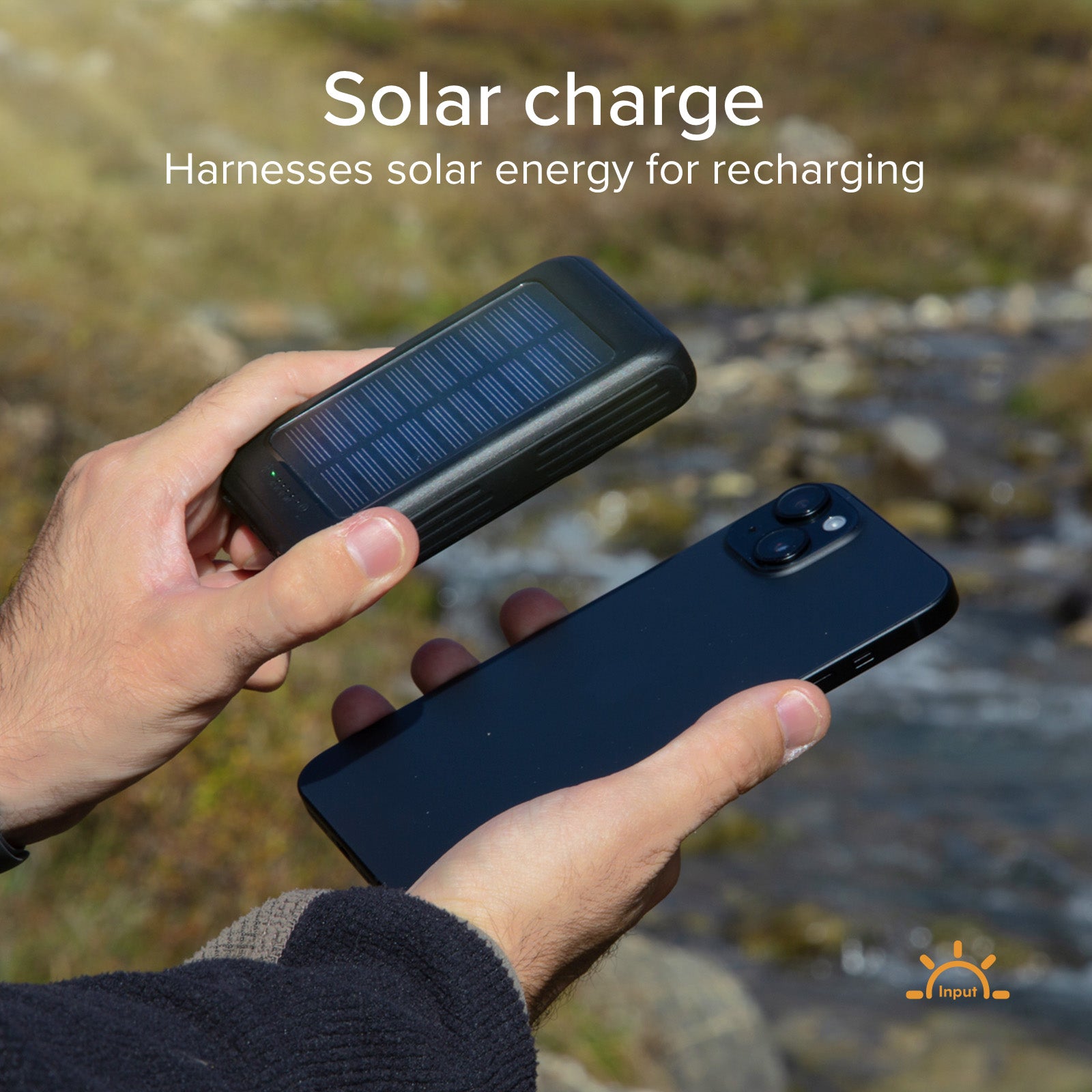 Power bank solar de 5000 mAh con carga inalámbrica
