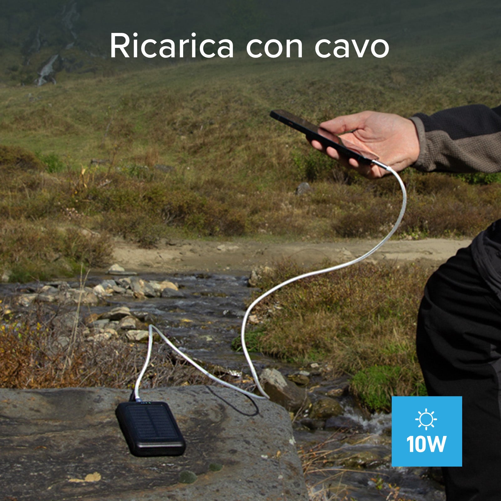 Power bank solar de 5000 mAh con carga inalámbrica