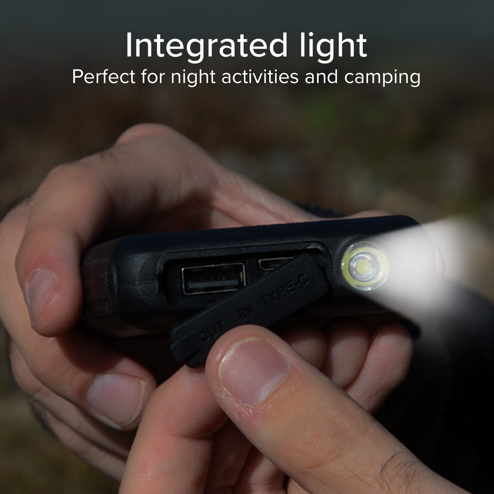 Power bank solar de 5000 mAh con carga inalámbrica