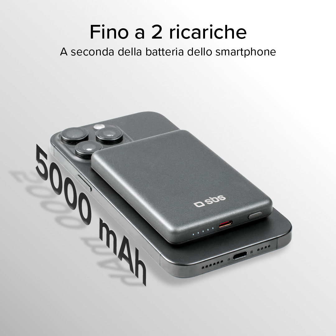 Power bank 5000 mAh compatibile con MagSafe