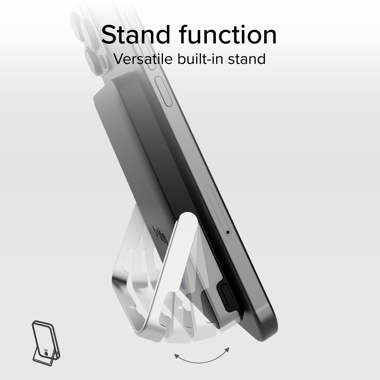 Power bank battery pack 5.000 mAh wireless con supporto stand integrato e LCD