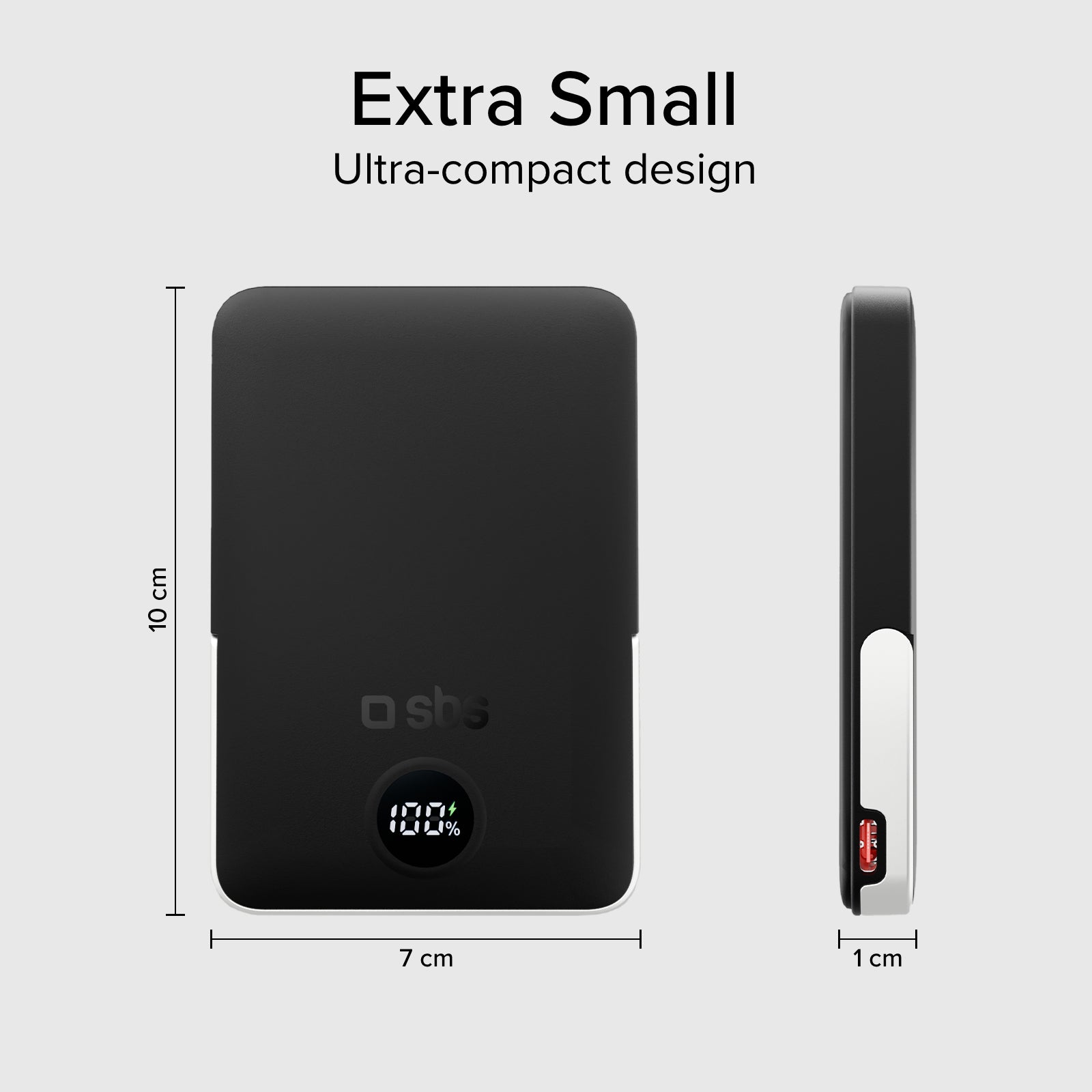 Power bank battery pack 5.000 mAh wireless con supporto stand integrato e LCD