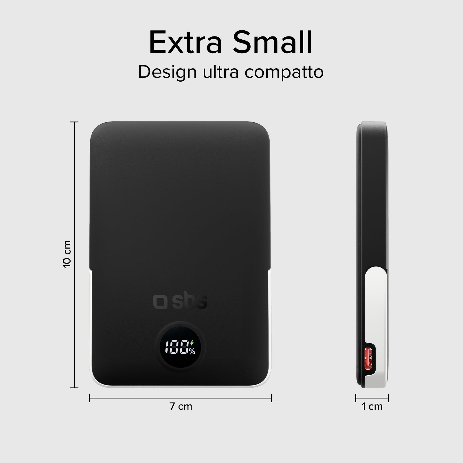 Power bank battery pack 5.000 mAh wireless con supporto stand integrato e LCD