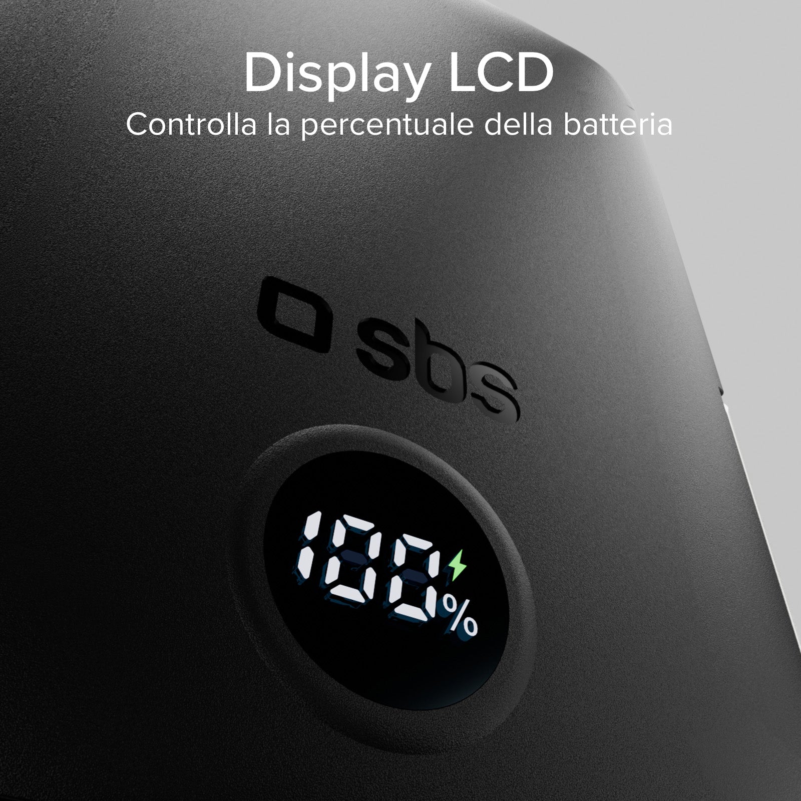 Power bank battery pack 5.000 mAh wireless con supporto stand integrato e LCD