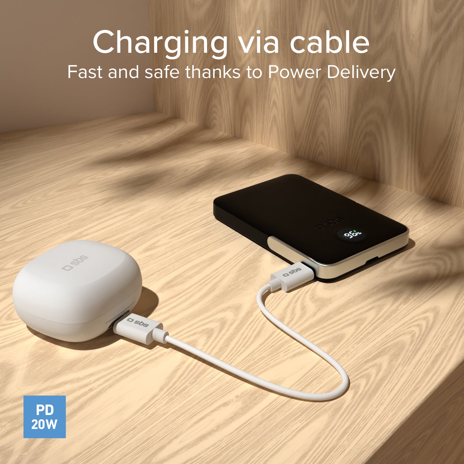 Power bank battery pack 5.000 mAh wireless con supporto stand integrato e LCD