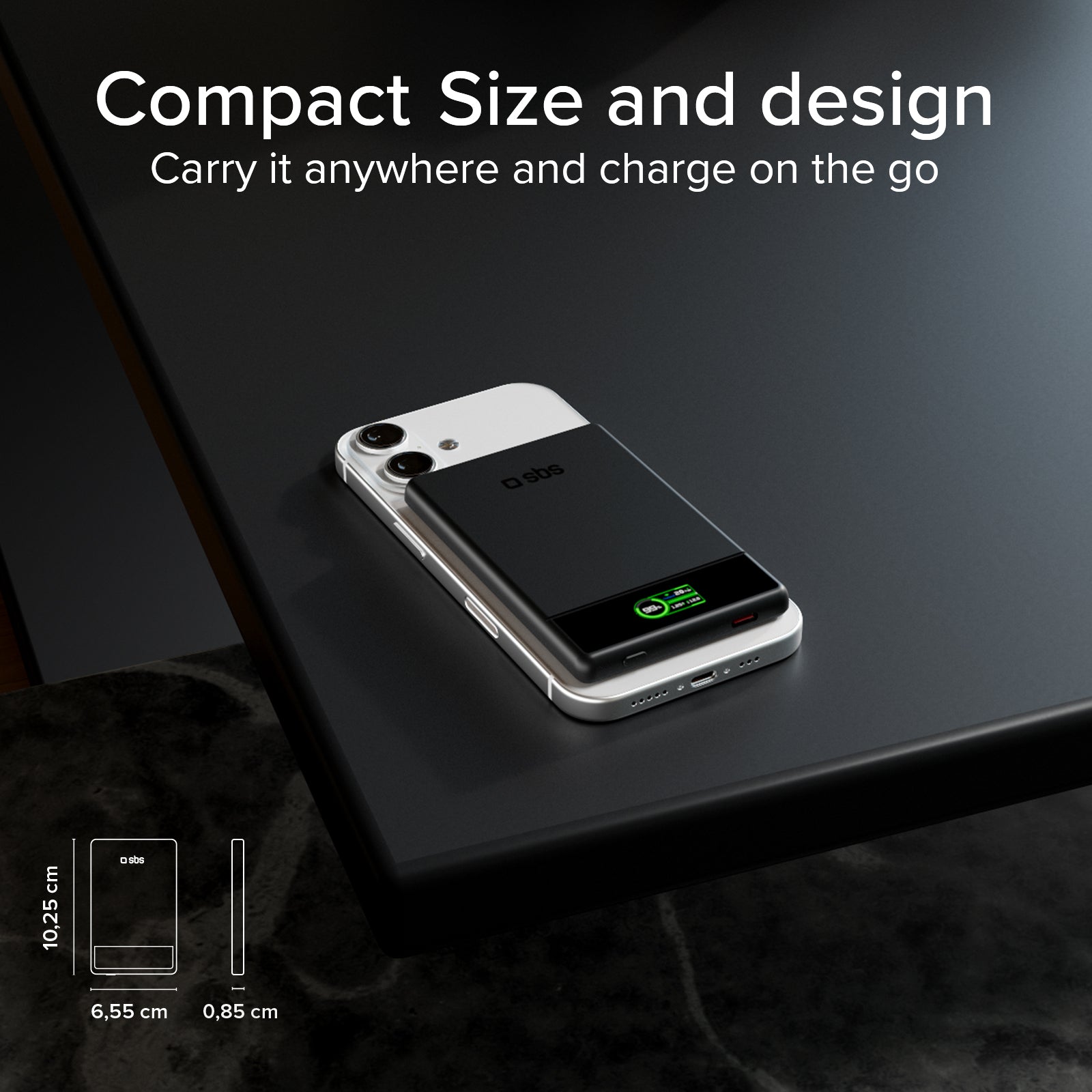 Power bank magnetico 5000 mAh con display e ricarica 15W