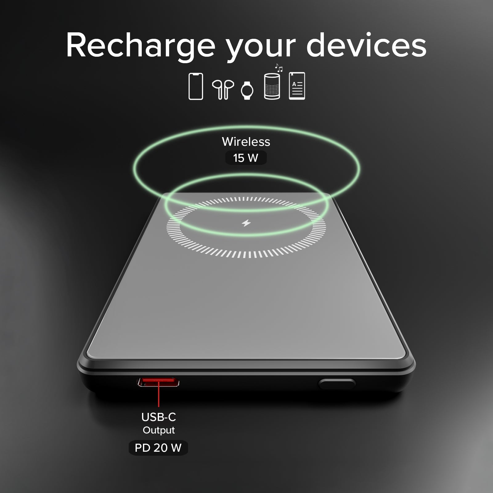 Power bank magnetico 5000 mAh con display e ricarica 15W