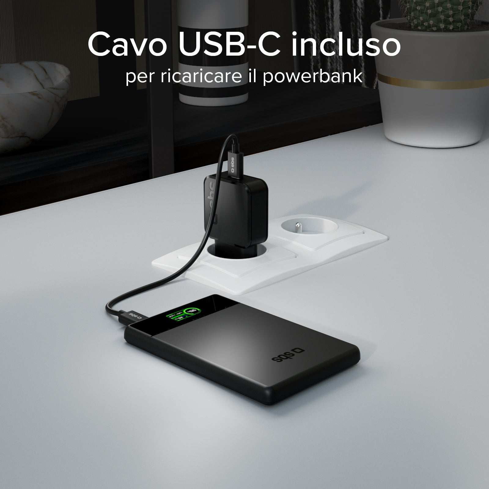 Power bank magnetico 5000 mAh con display e ricarica 15W