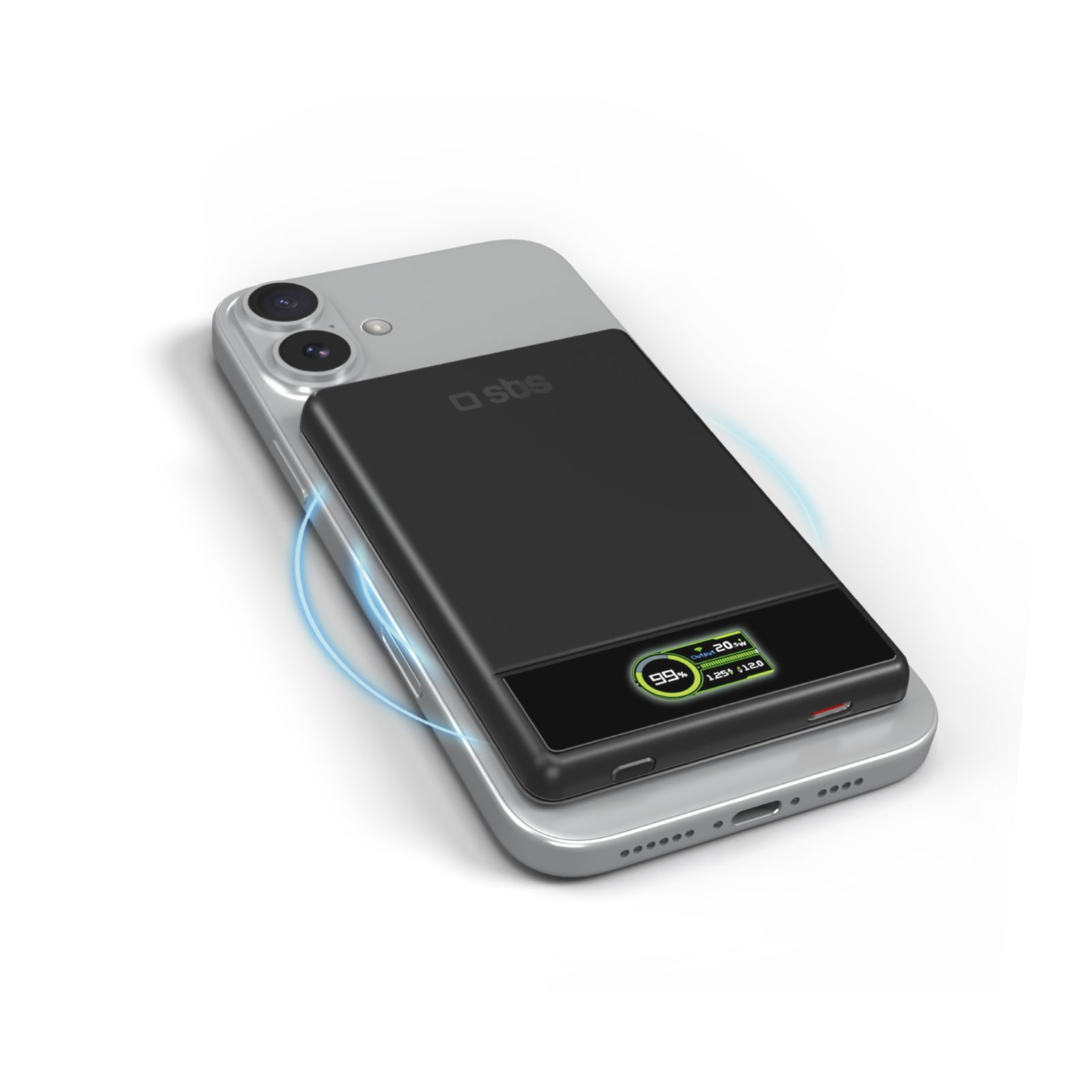 Batería externa magnética 5000 mAh con display integrado, carga inalámbrica magnética hasta 15W y puerto USB-C 20W