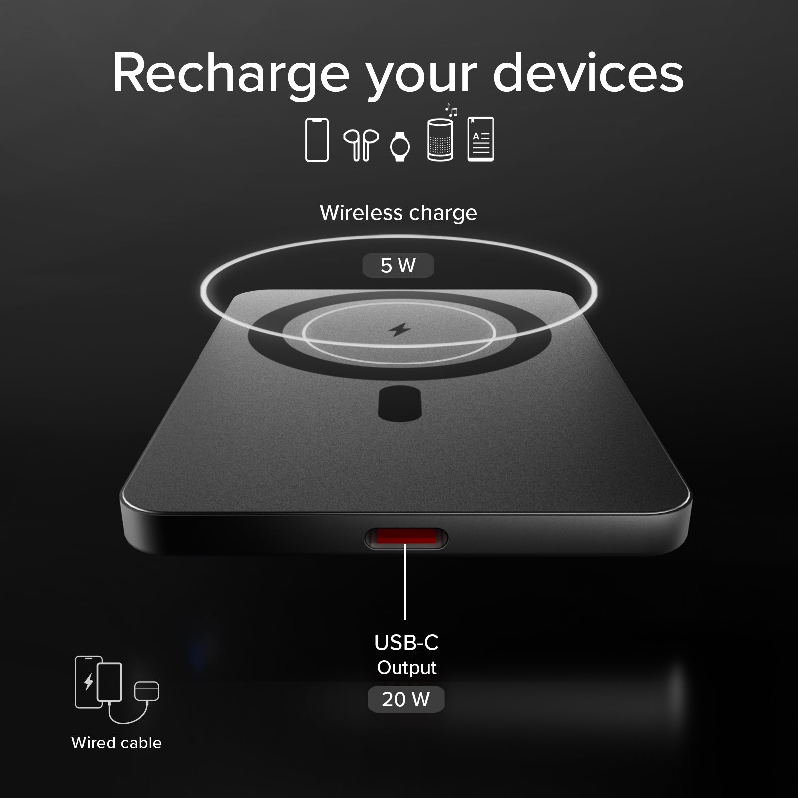 Extra-slim magnetic Power Bank 5000mAh