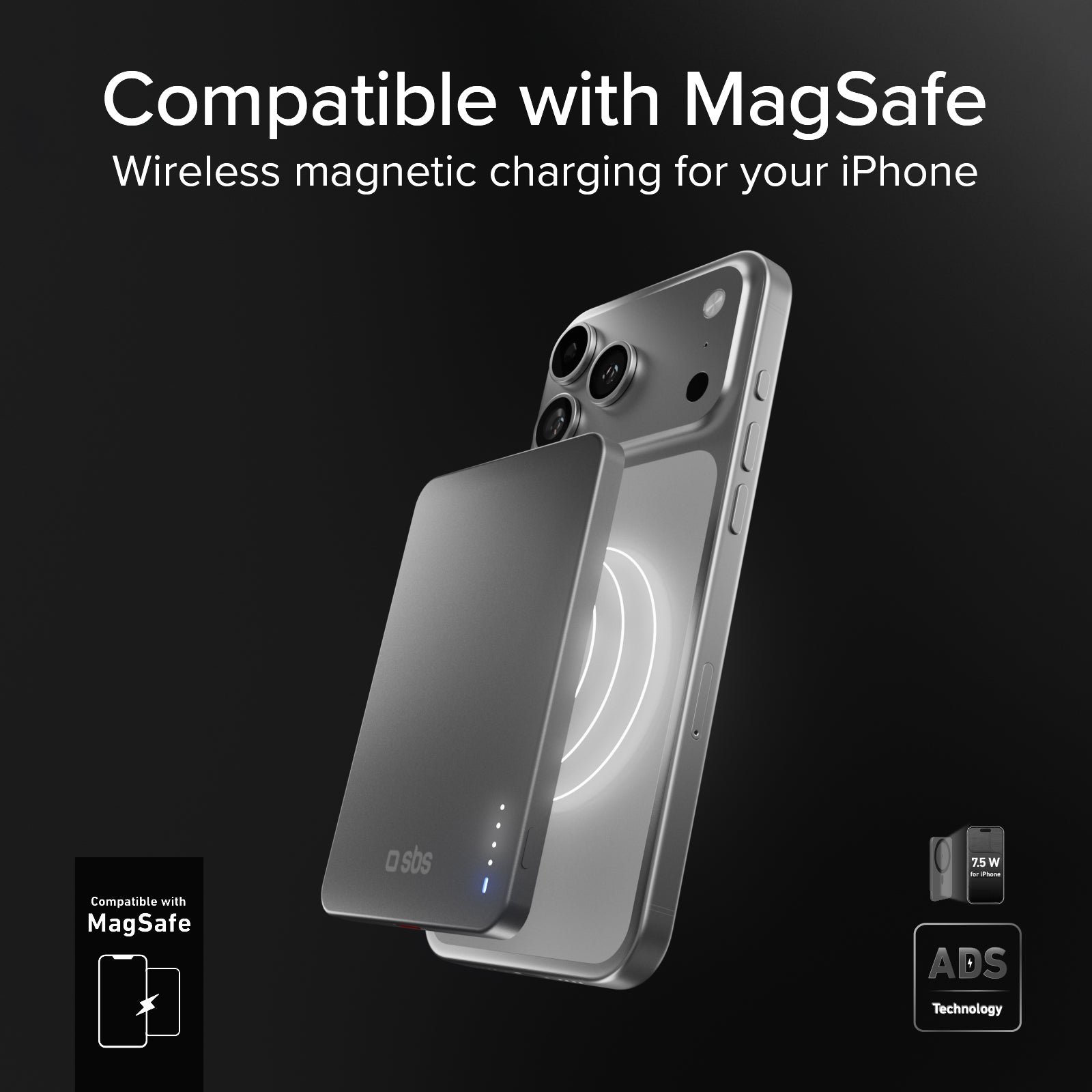 Extra-slim magnetic Power Bank 5000mAh