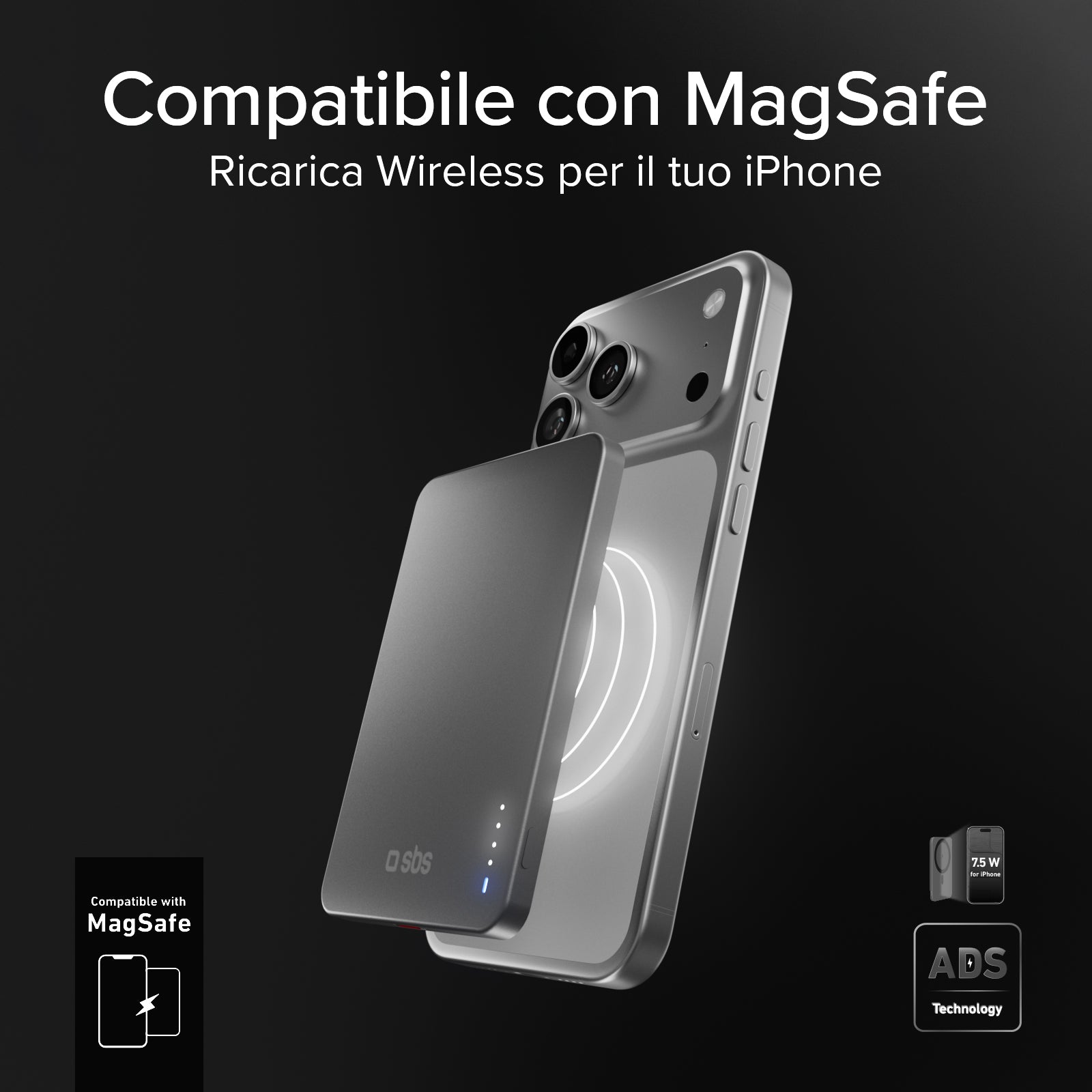 Batería externa inalámbrica magnética extra-slim 5000mAh