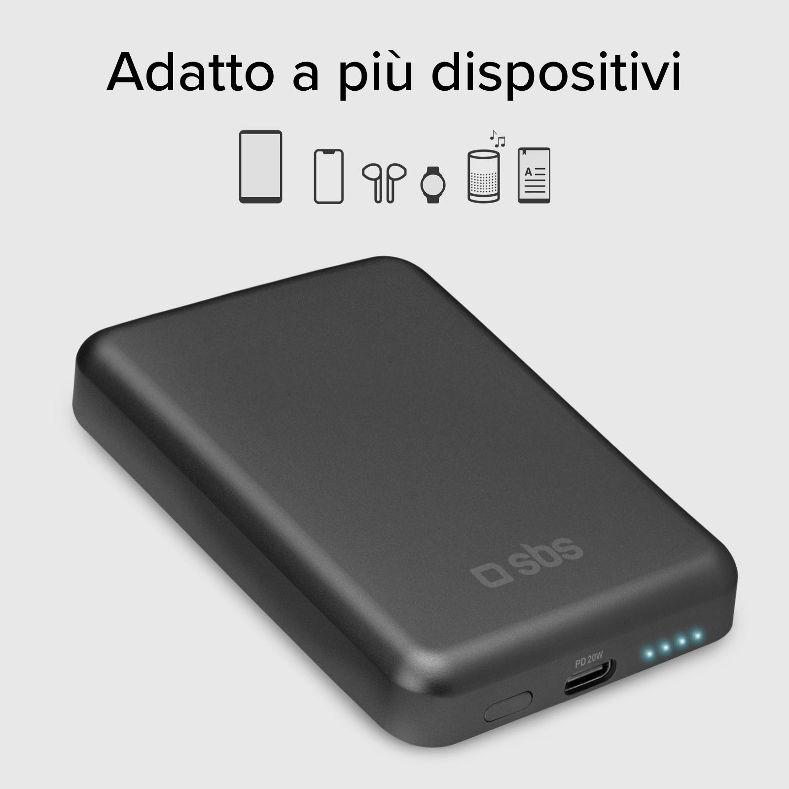 Powerbank magnetico wireless da 5000 mAh con grafene