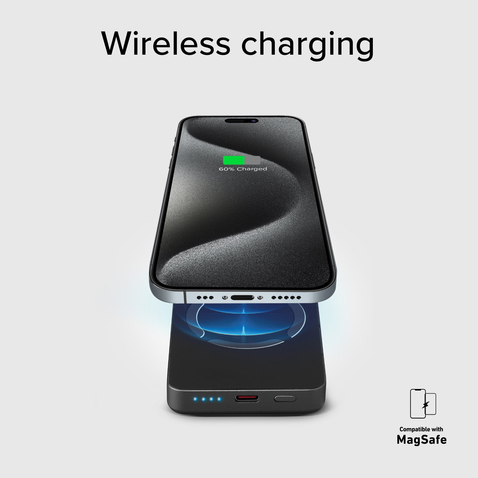 Powerbank magnetico wireless da 5000 mAh con grafene