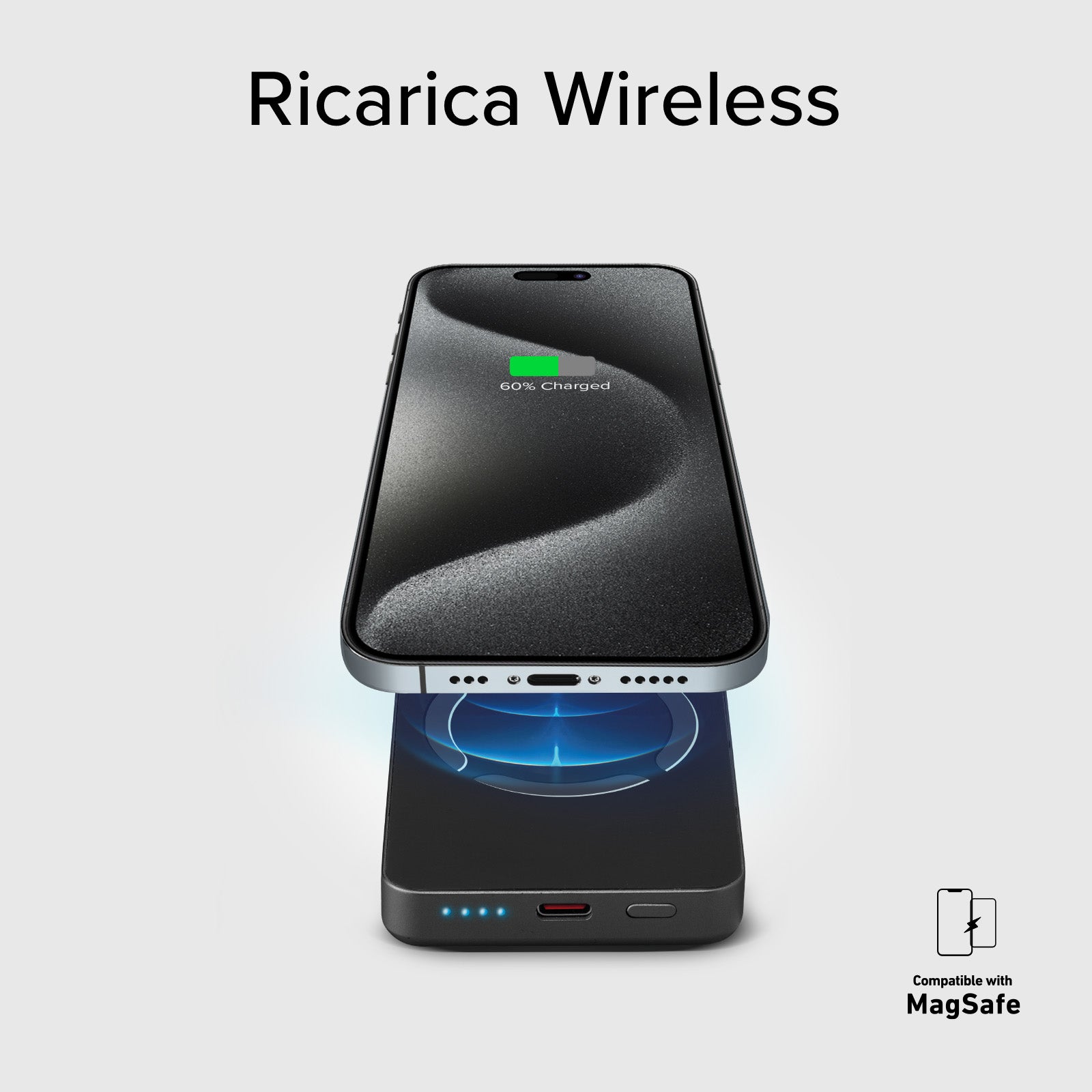 Powerbank magnetico wireless da 5000 mAh con grafene