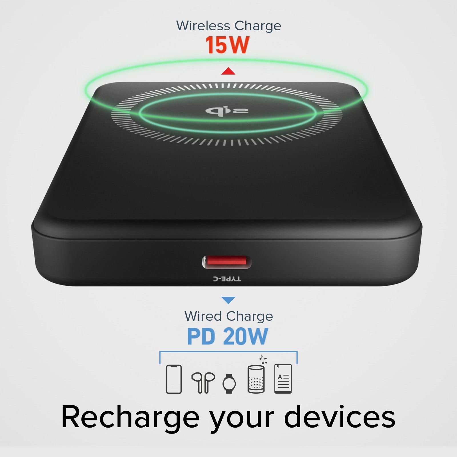 Mag Power Bank Qi2 compatible con MagSafe de 5.000 mAH