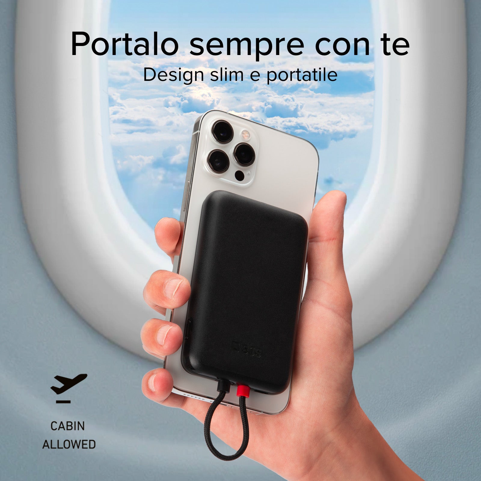 Batterie externe de 5 000 mAh avec câble USB-C intégré, chargeur PD 20W compatible avec la charge sans fil MagSafe