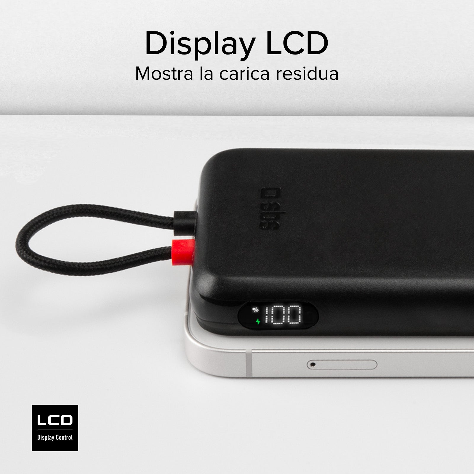 Powerbank da 5000 mAh con cavetto integrato USB-C compatibile ricarica MagSafe