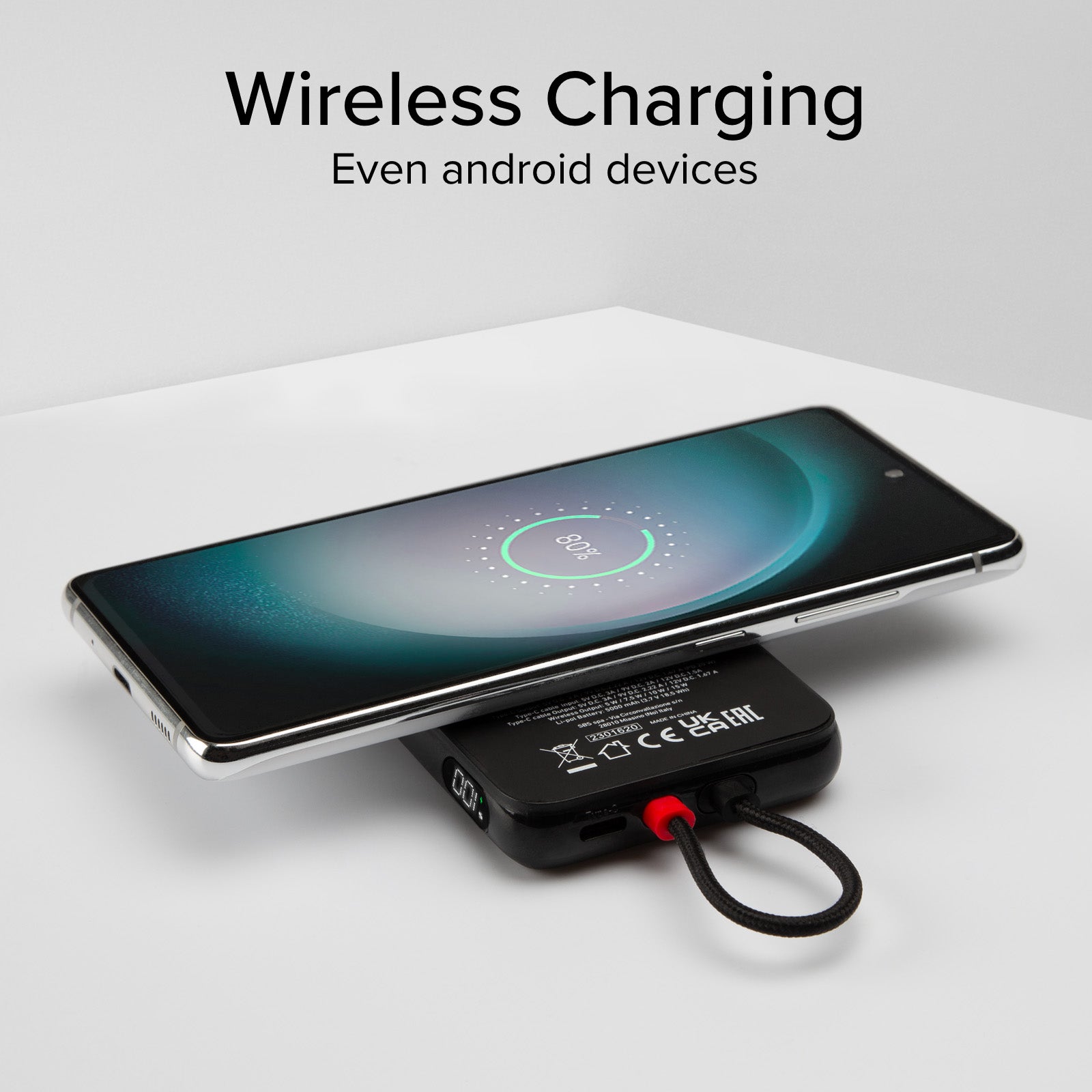 Batterie externe de 5 000 mAh avec câble USB-C intégré, chargeur PD 20W compatible avec la charge sans fil MagSafe