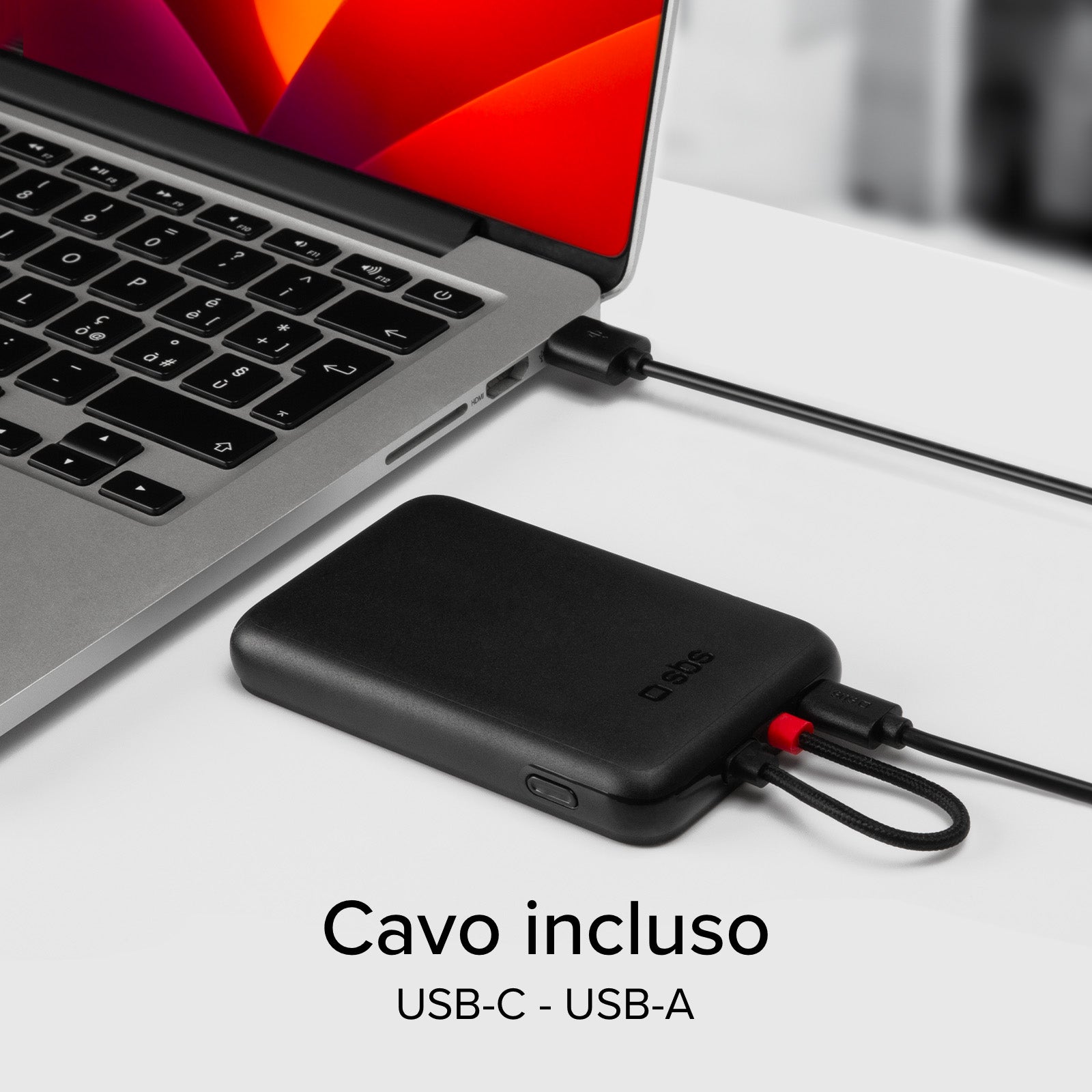 Batterie externe de 5 000 mAh avec câble USB-C intégré, chargeur PD 20W compatible avec la charge sans fil MagSafe
