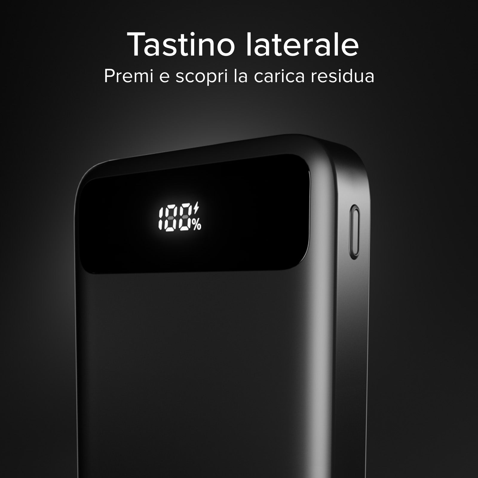 Power bank compatto da 10.000 mAh con ricarica rapida e display LCD