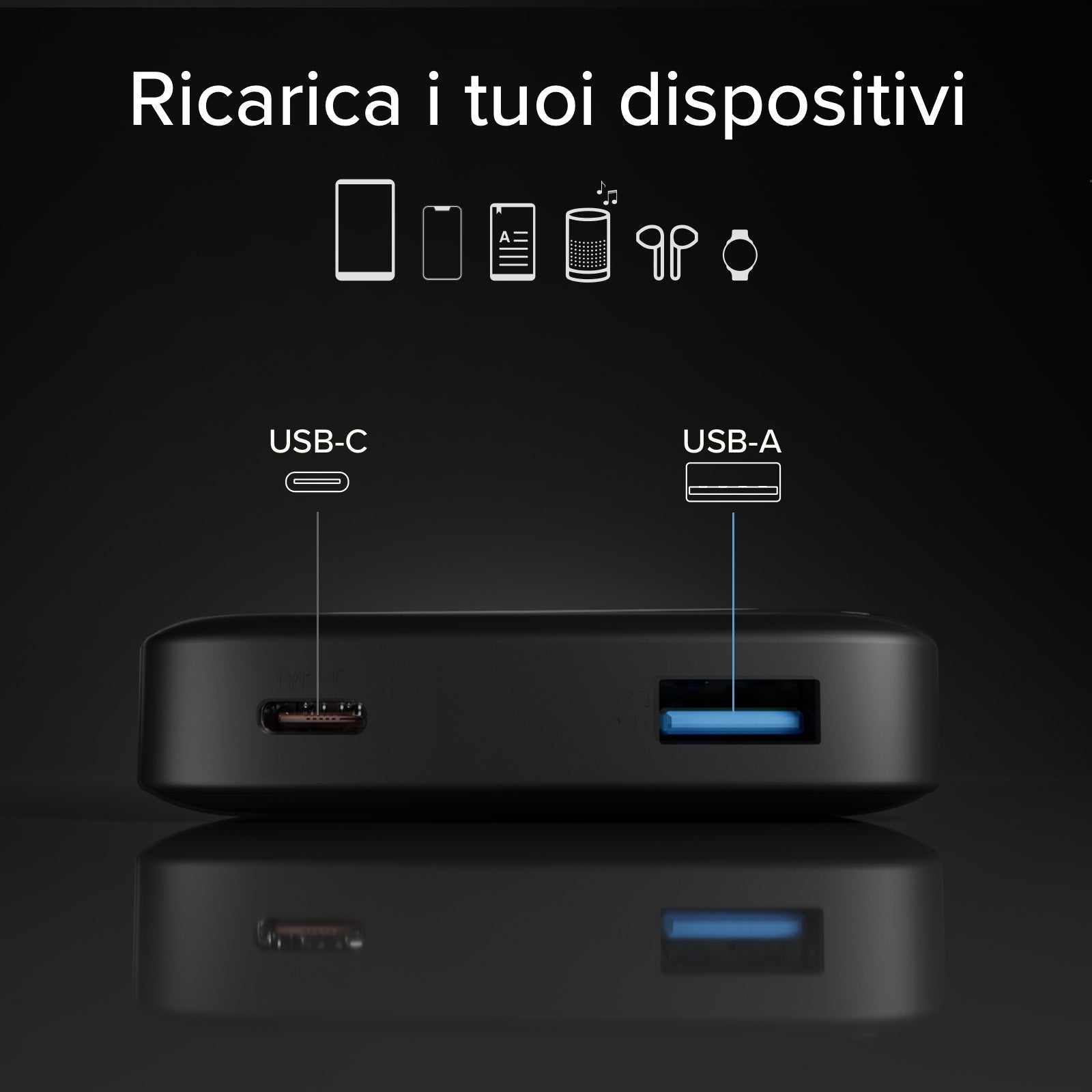 Power Bank SBS 10000 mAh High Density – Compatto con porte USB-C e USB-A