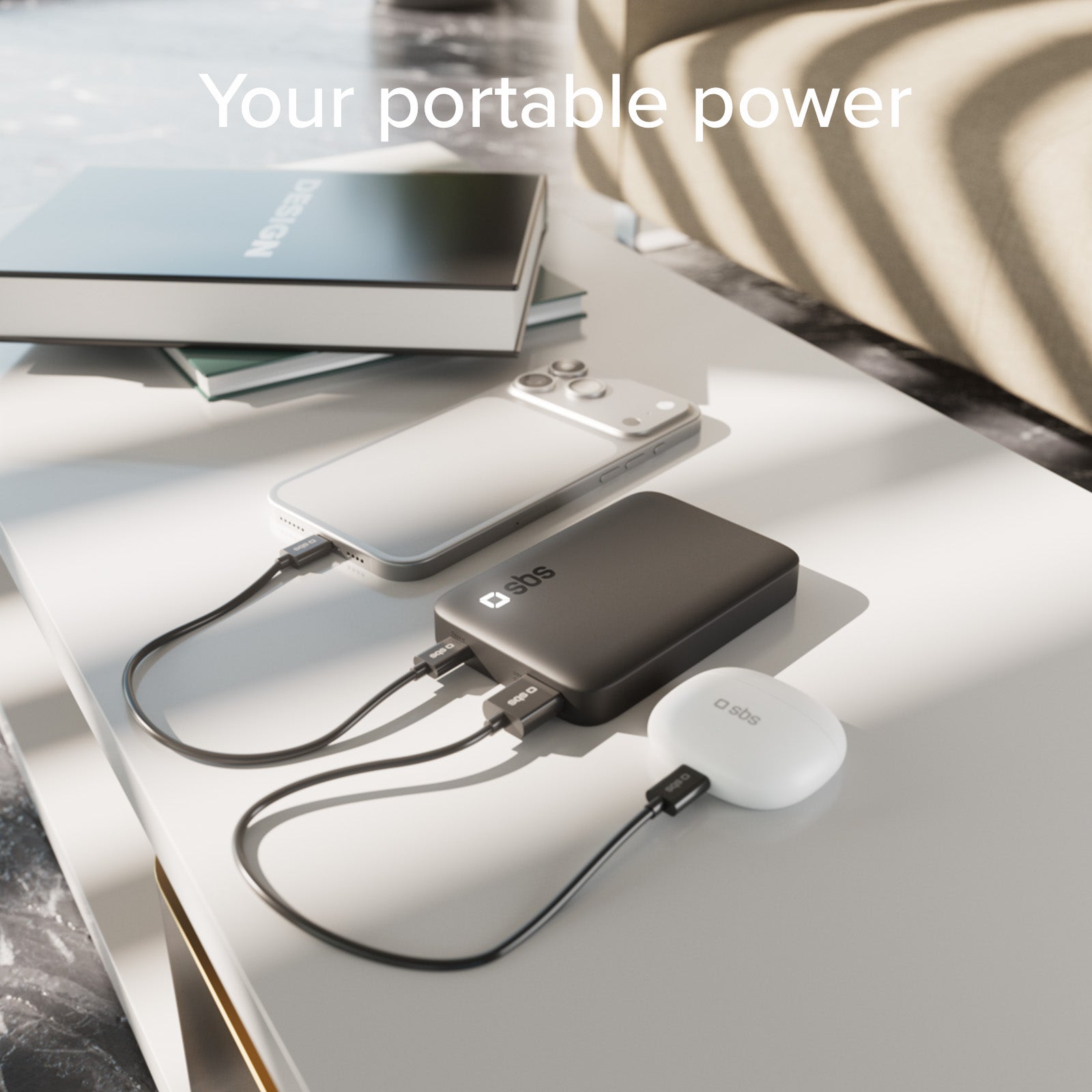 Power Bank SBS 10000 mAh High Density – Compatto con porte USB-C e USB-A