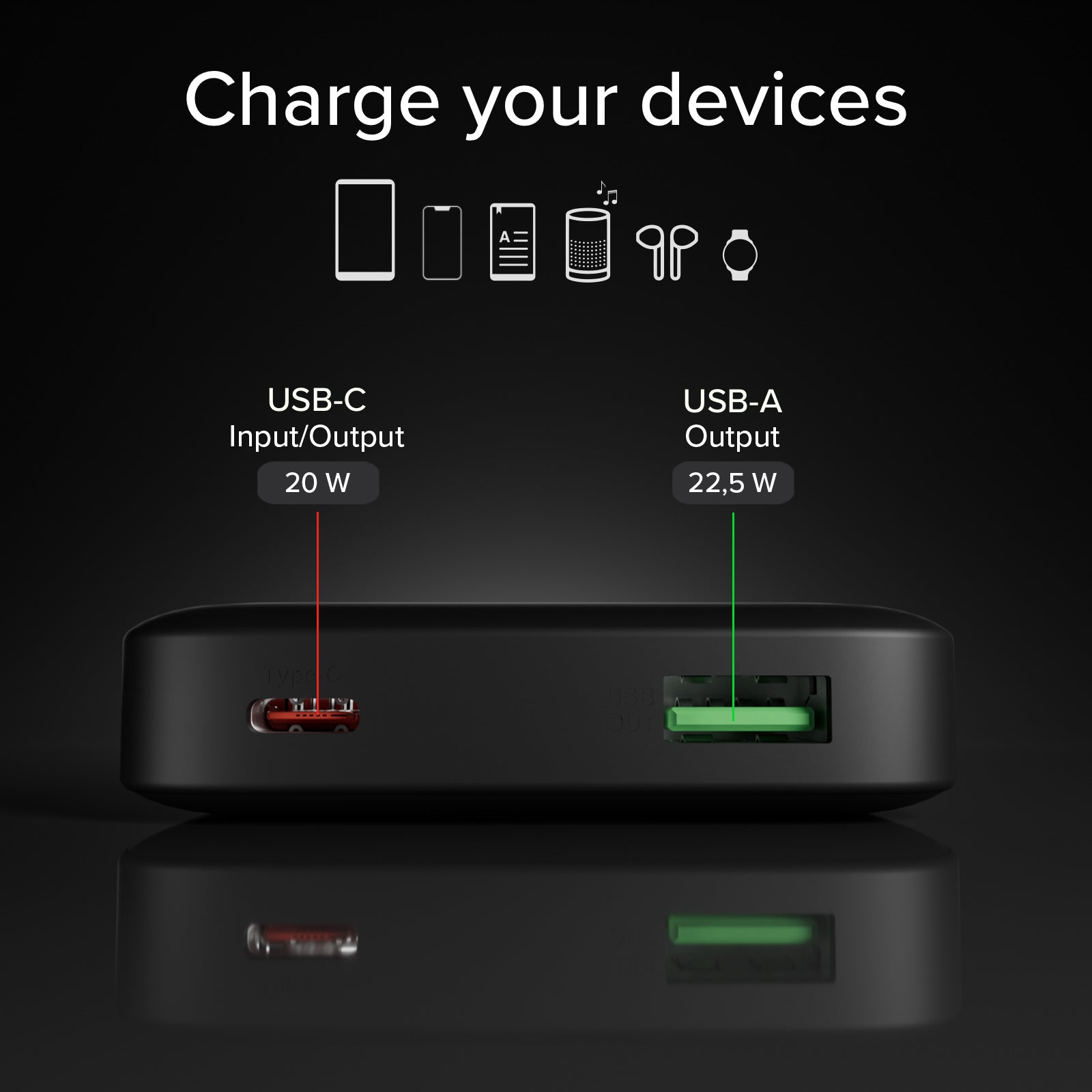 Powerbank 10000 mAh High Density mit PD, USB-C und USB-A