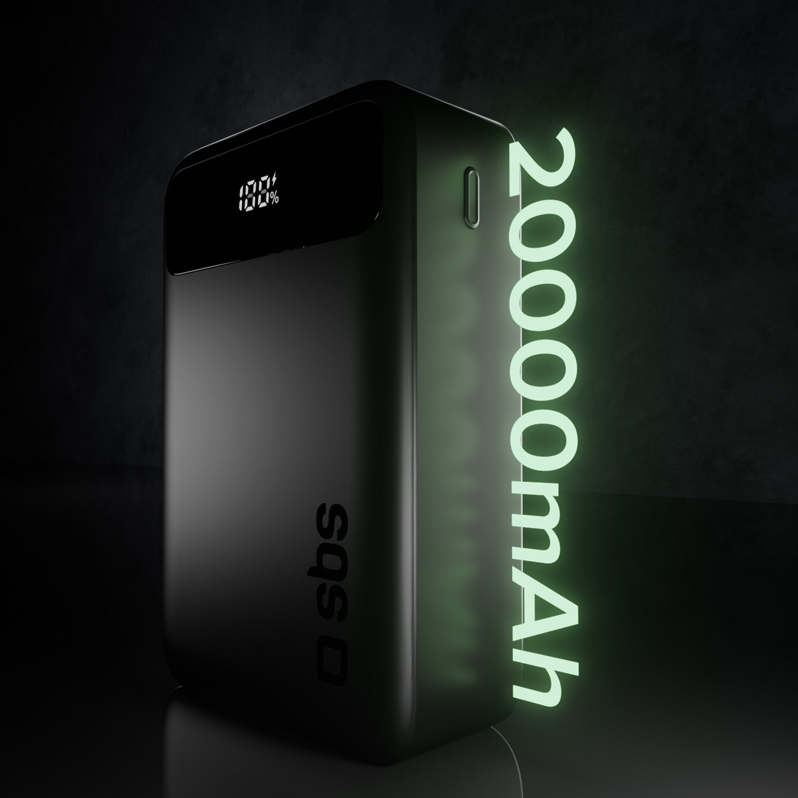 Kompakte Powerbank mit 20.000 mAh, Display und Schnellladefunktion mit 20 W über USB-C und USB-A