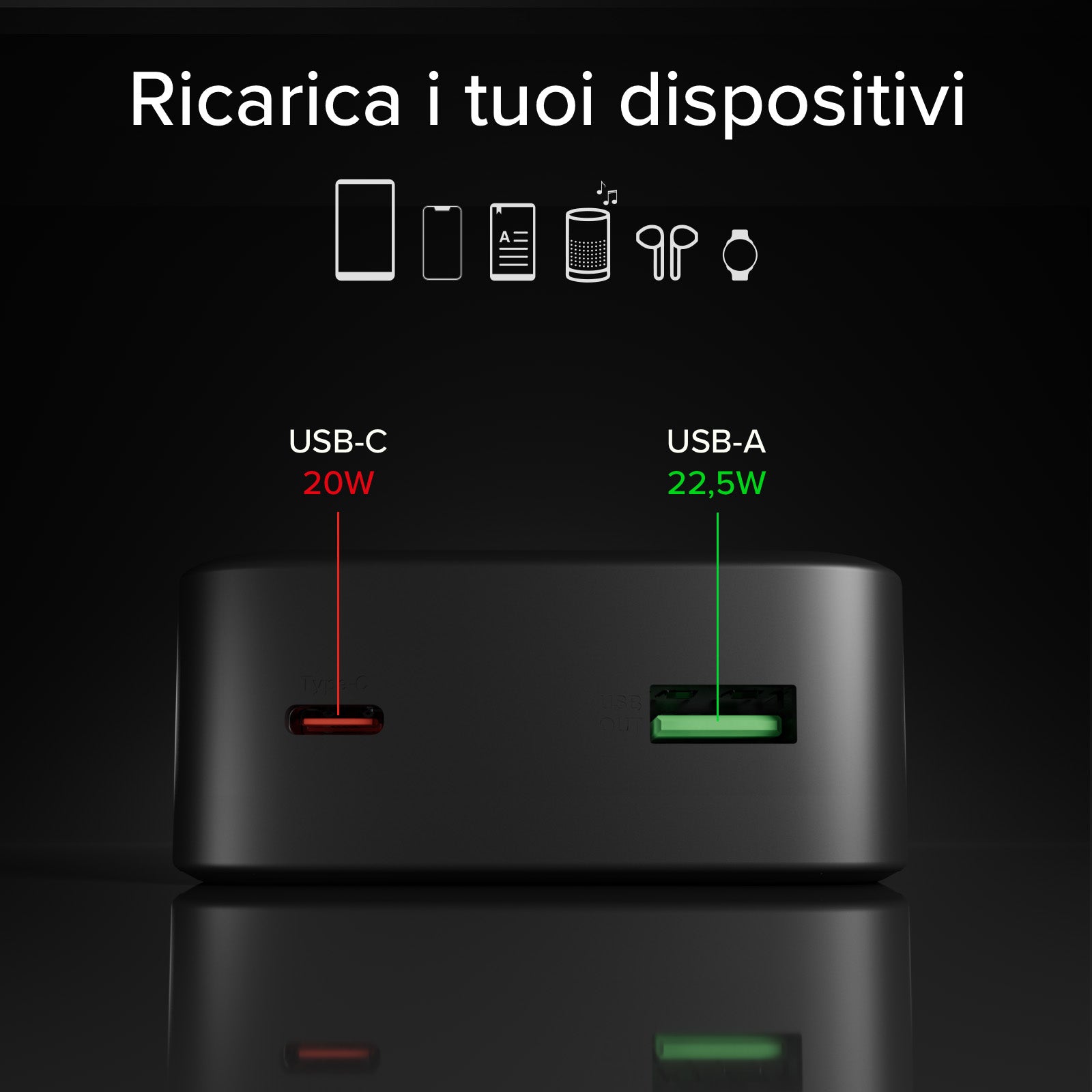 20000 mAh High Density Power Bank with PD and dual USB ports