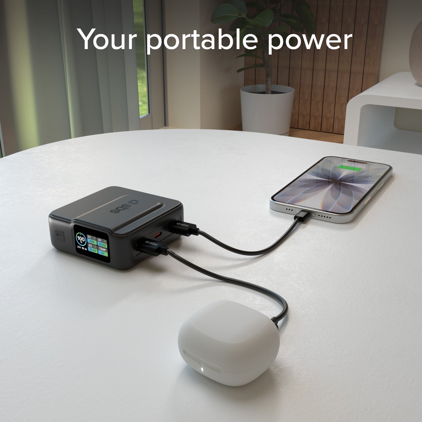Powerbank 10.000mAh Power Control 2.0 mit Smart Display und PD-Ladung bis 35W