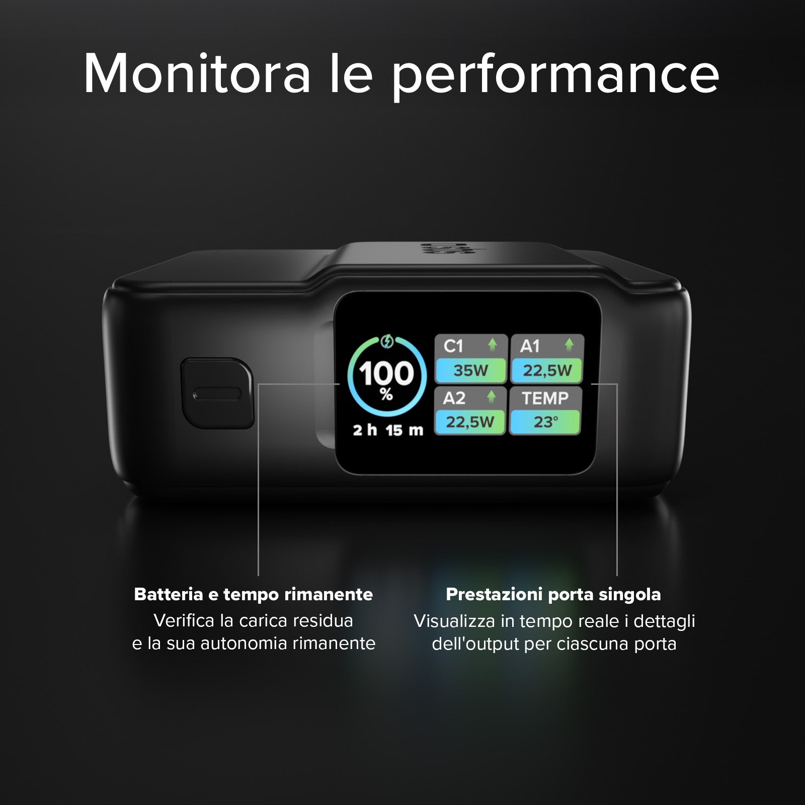 Batería externa 10000mah Power Control 2.0 con pantalla inteligente y carga 35W PD