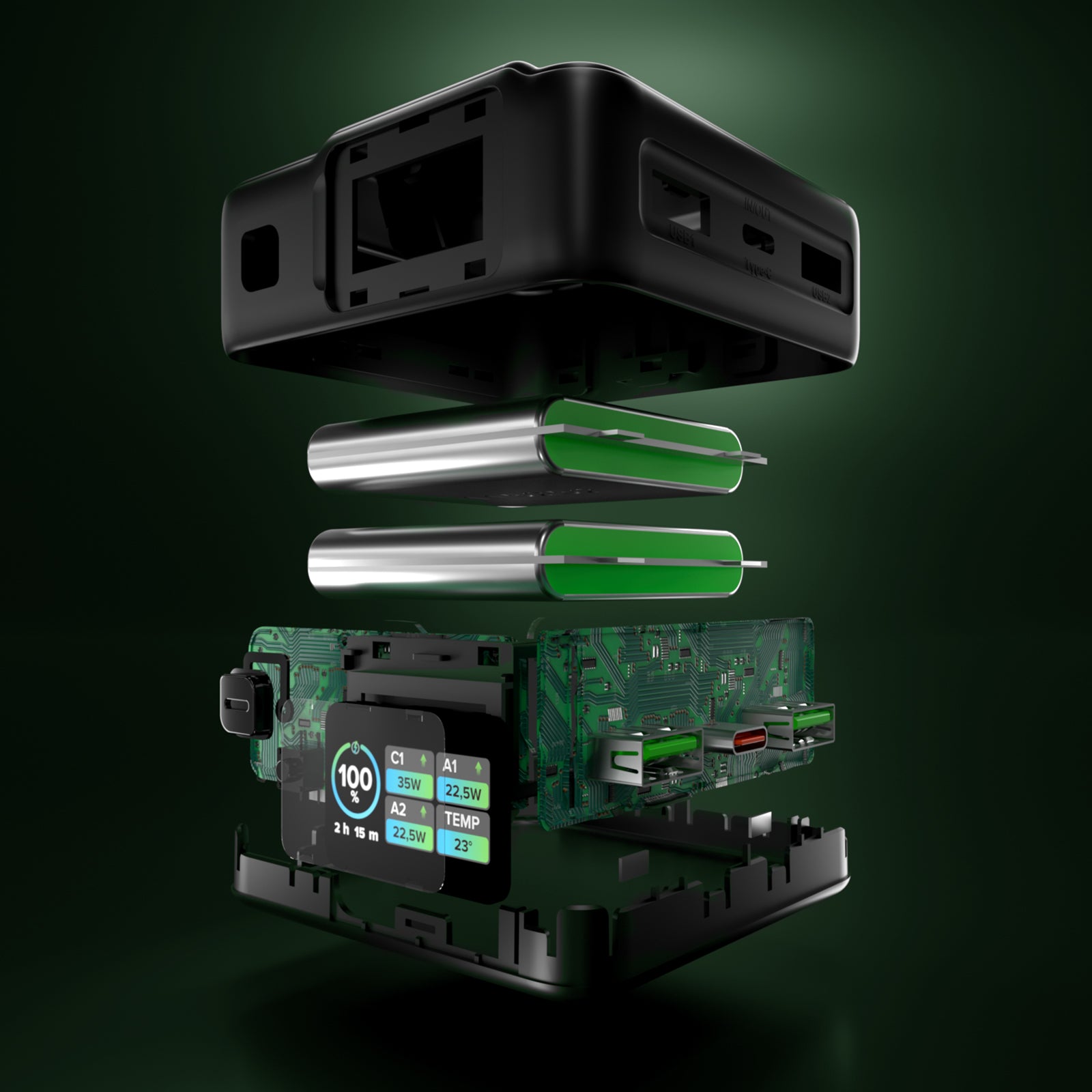 Power bank Power Control 2.0 da 10.000 mAh con display intelligente e ricarica PD da 35 W