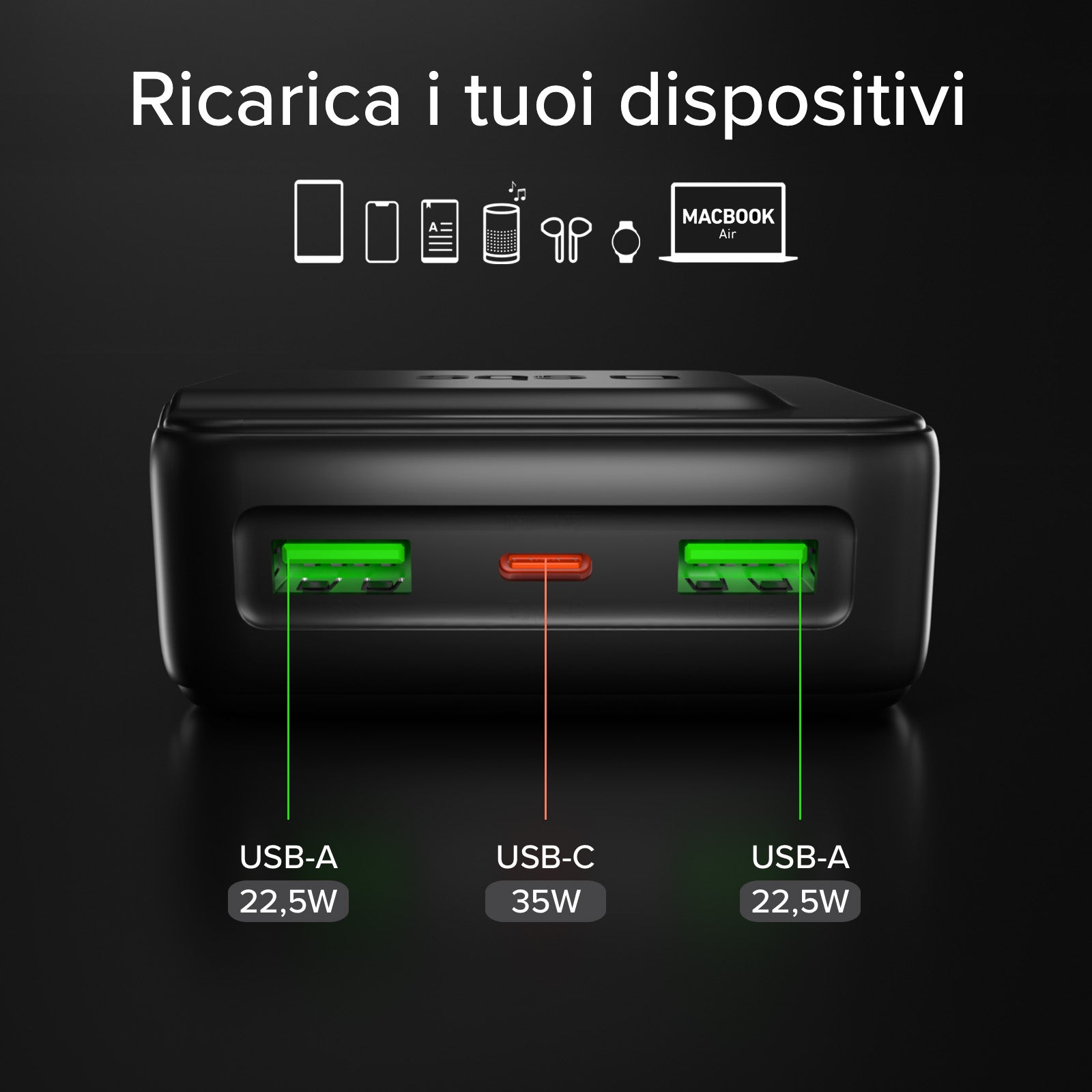 Batería externa 10000mah Power Control 2.0 con pantalla inteligente y carga 35W PD