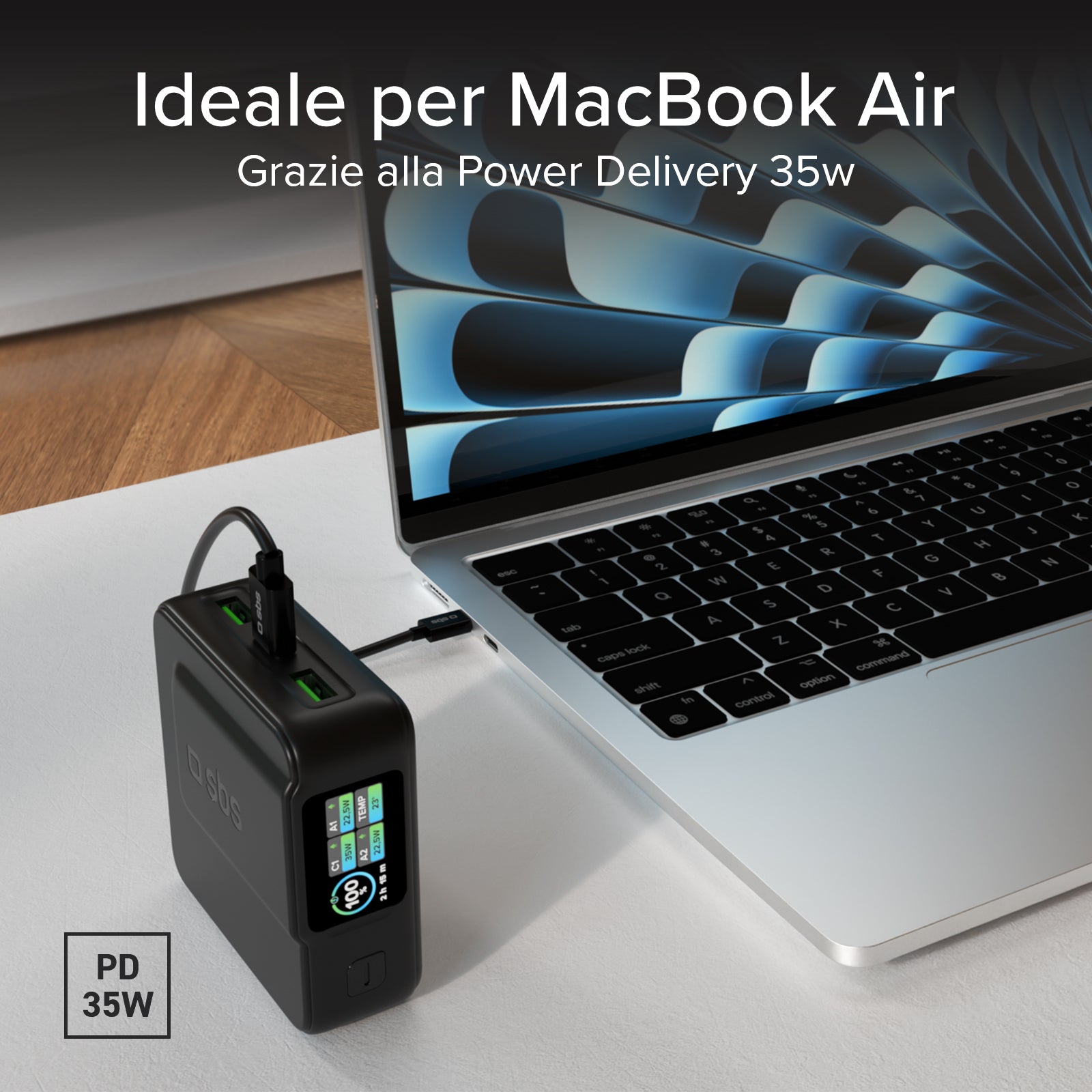 Batería externa 10000mah Power Control 2.0 con pantalla inteligente y carga 35W PD