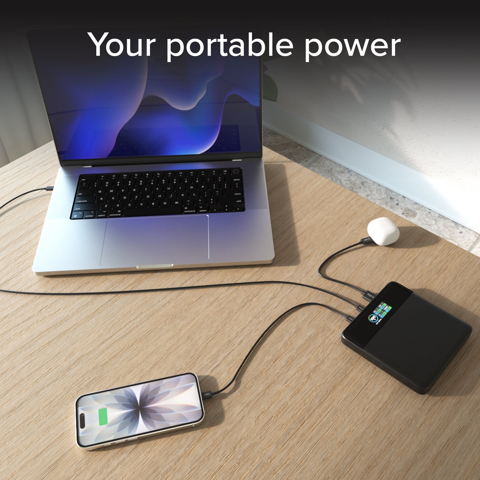 Power bank da 20.000 mAh con display LCD e ricarica per laptop da 100 W