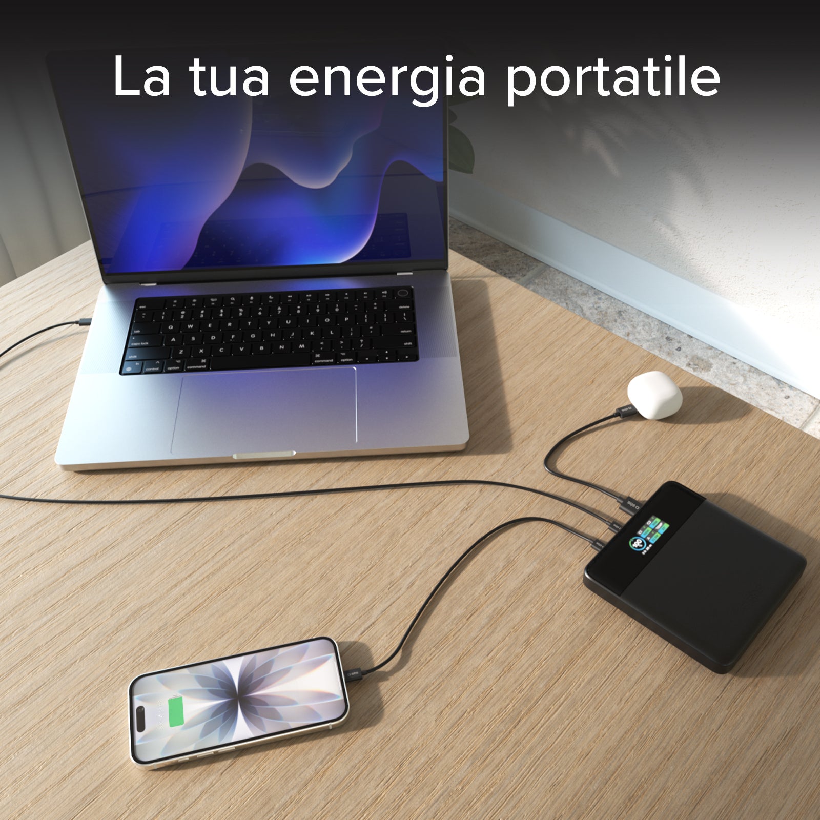 Powerbank 20.000 mAh mit LCD-Display und Laptop-Ladefunktion bis 100 W