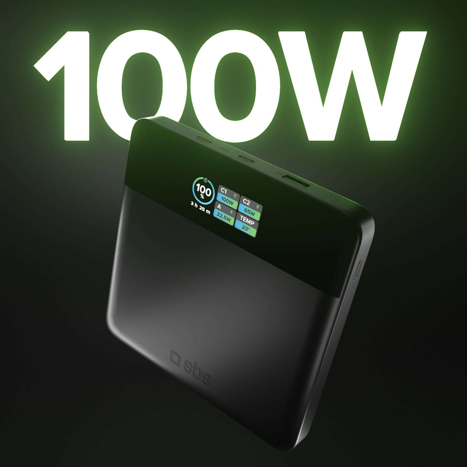Power bank da 20.000 mAh con display LCD e ricarica per laptop da 100 W