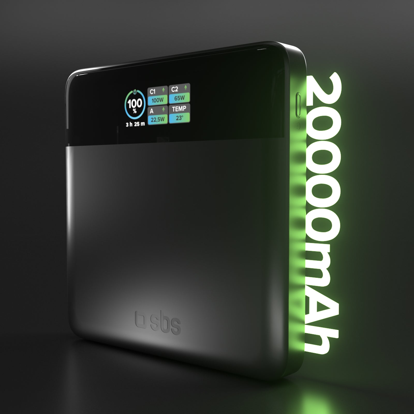 Powerbank 20.000 mAh mit LCD-Display und Laptop-Ladefunktion bis 100 W
