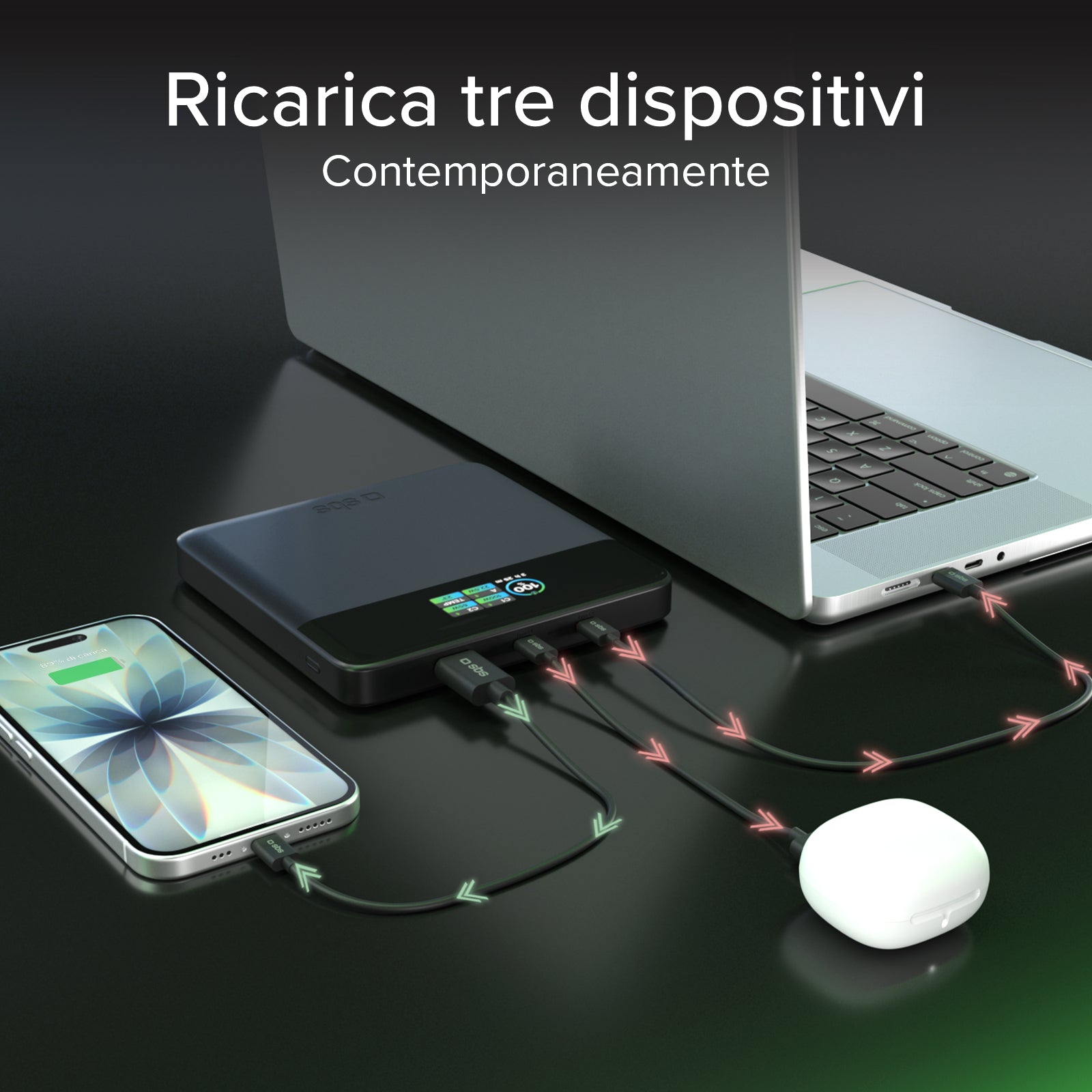 Powerbank 20.000 mAh mit LCD-Display und Laptop-Ladefunktion bis 100 W