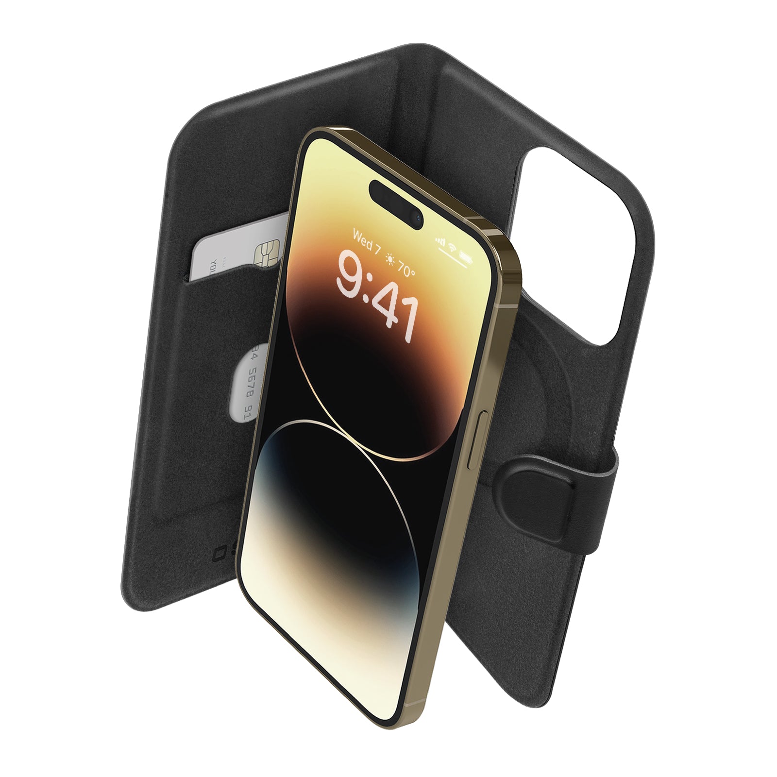 Funda libro compatible con recarga MagSafe, diseño slim, tarjetero y cierre con tapa magnética para iPhone 14 Pro Max/13 Pro Max