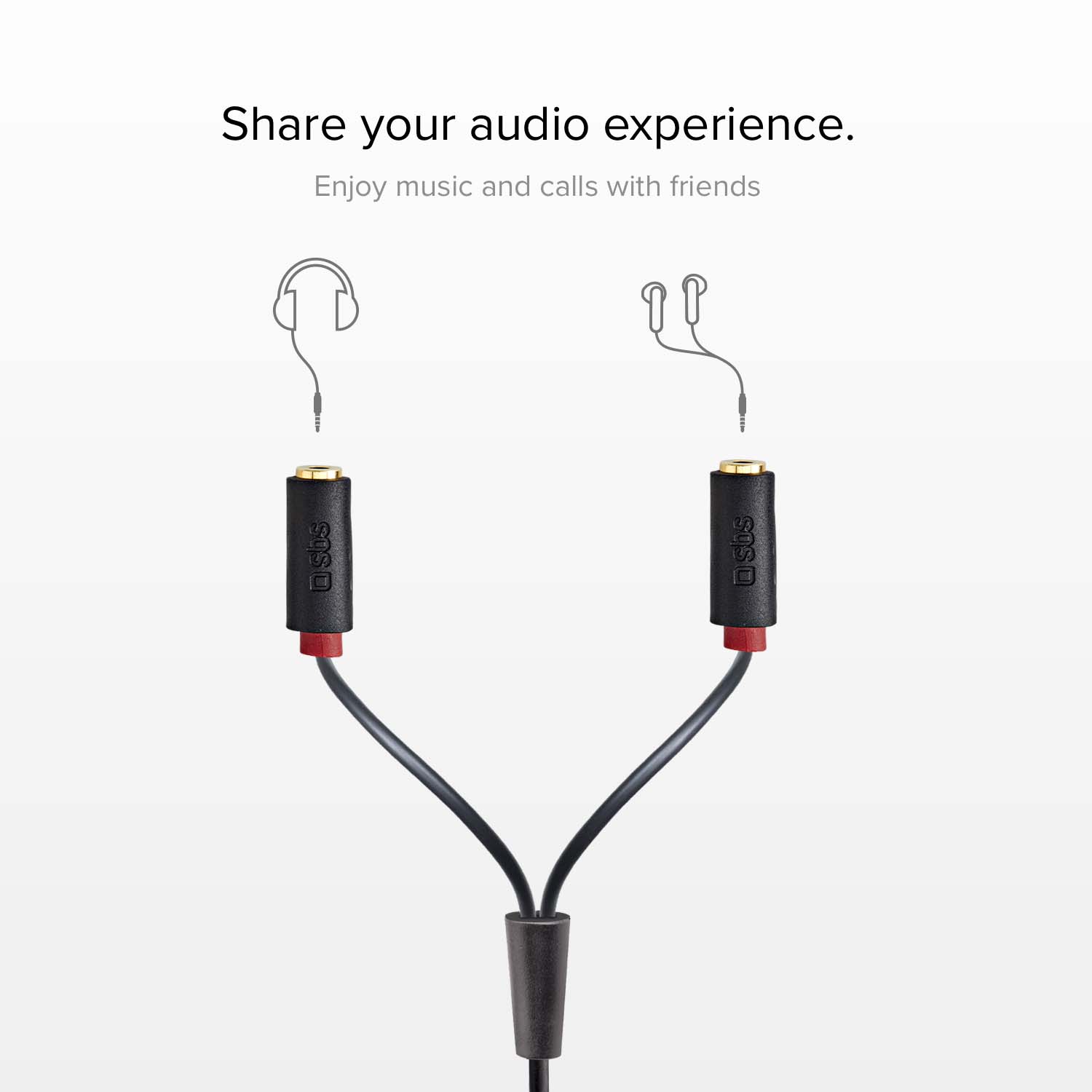 Cable de audio stereo Jack 3,5 mm con splitter para móviles y smartphones