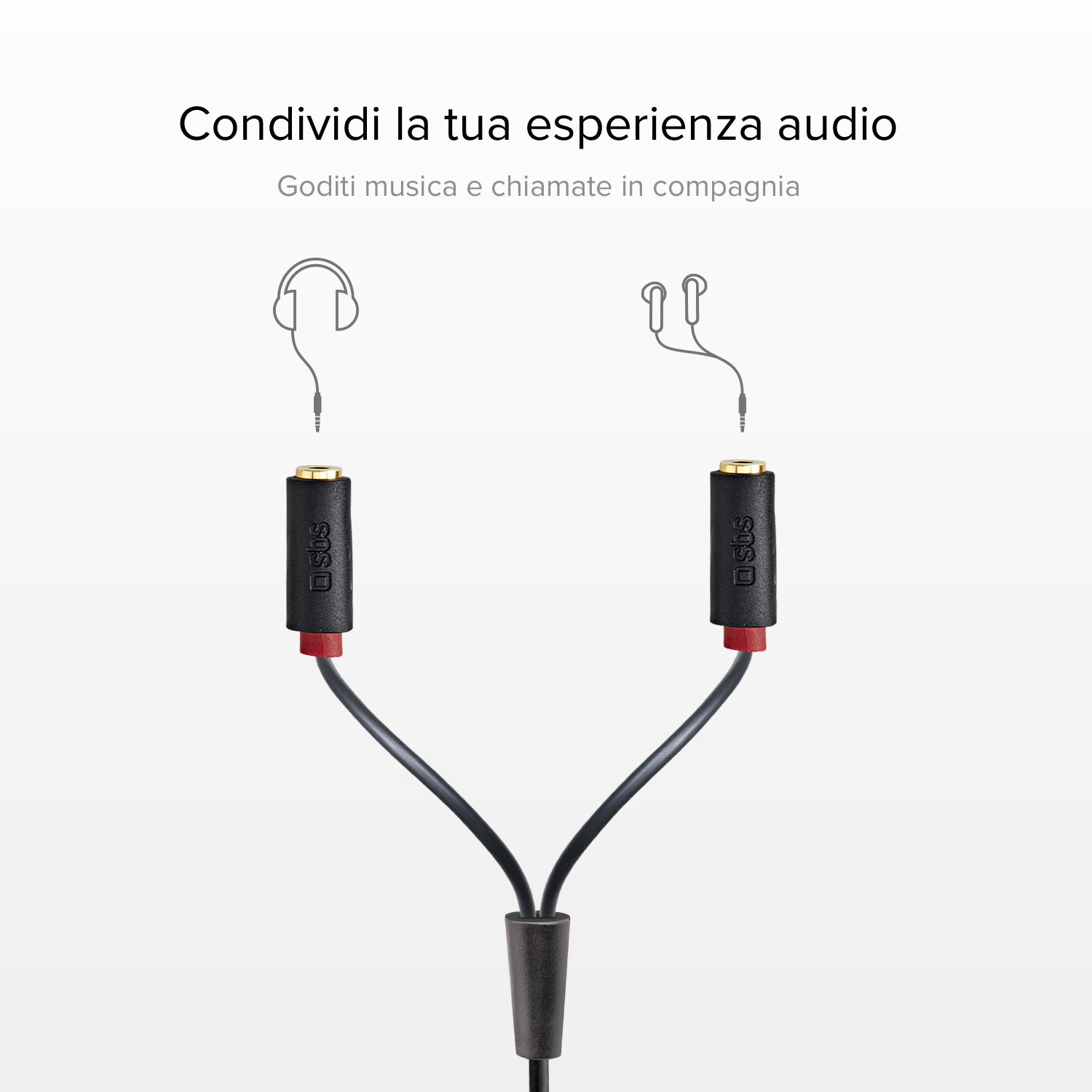 Cable de audio stereo Jack 3,5 mm con splitter para móviles y smartphones