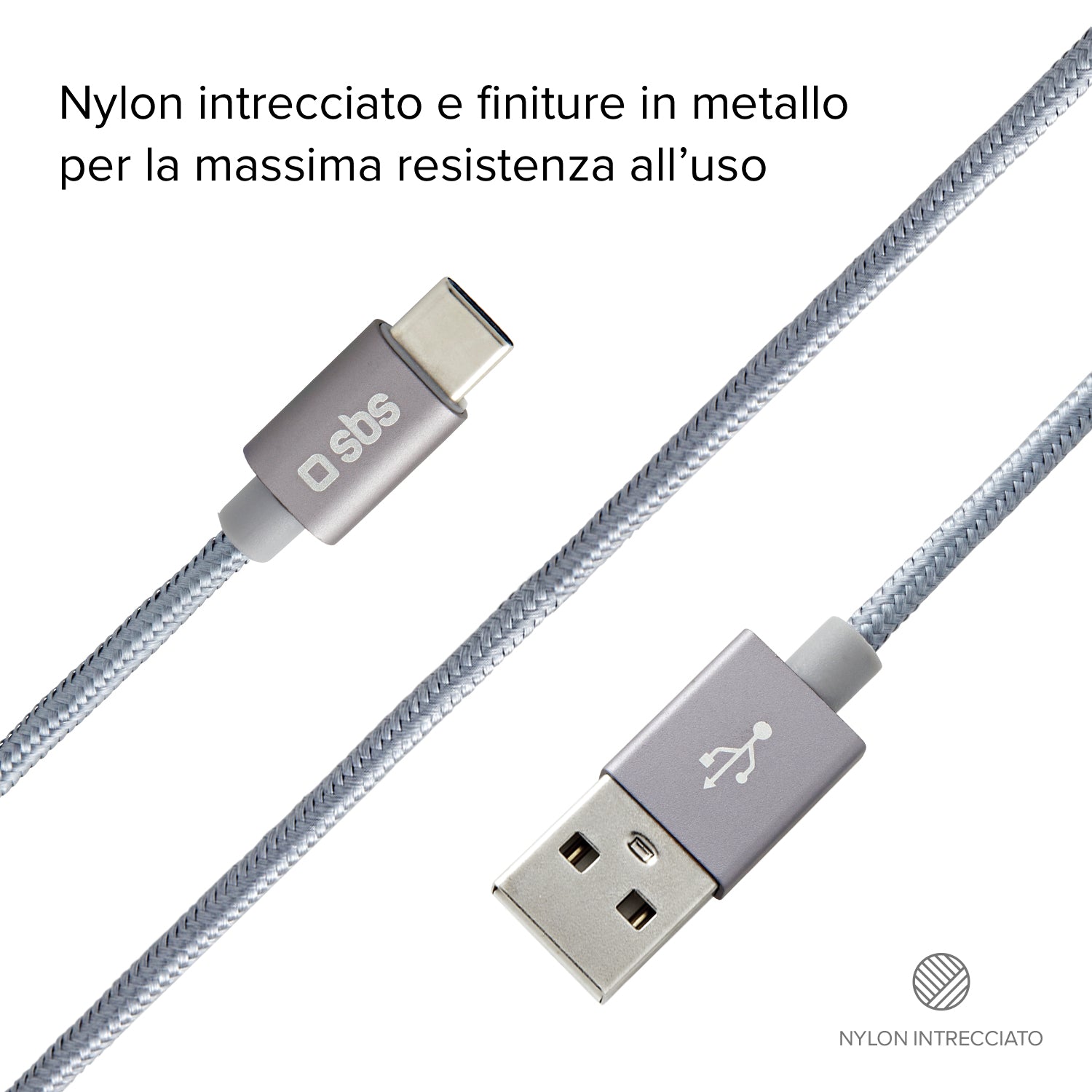 Cavo dati e ricarica in nylon 1.5 m - Connettori USB a USB-C
