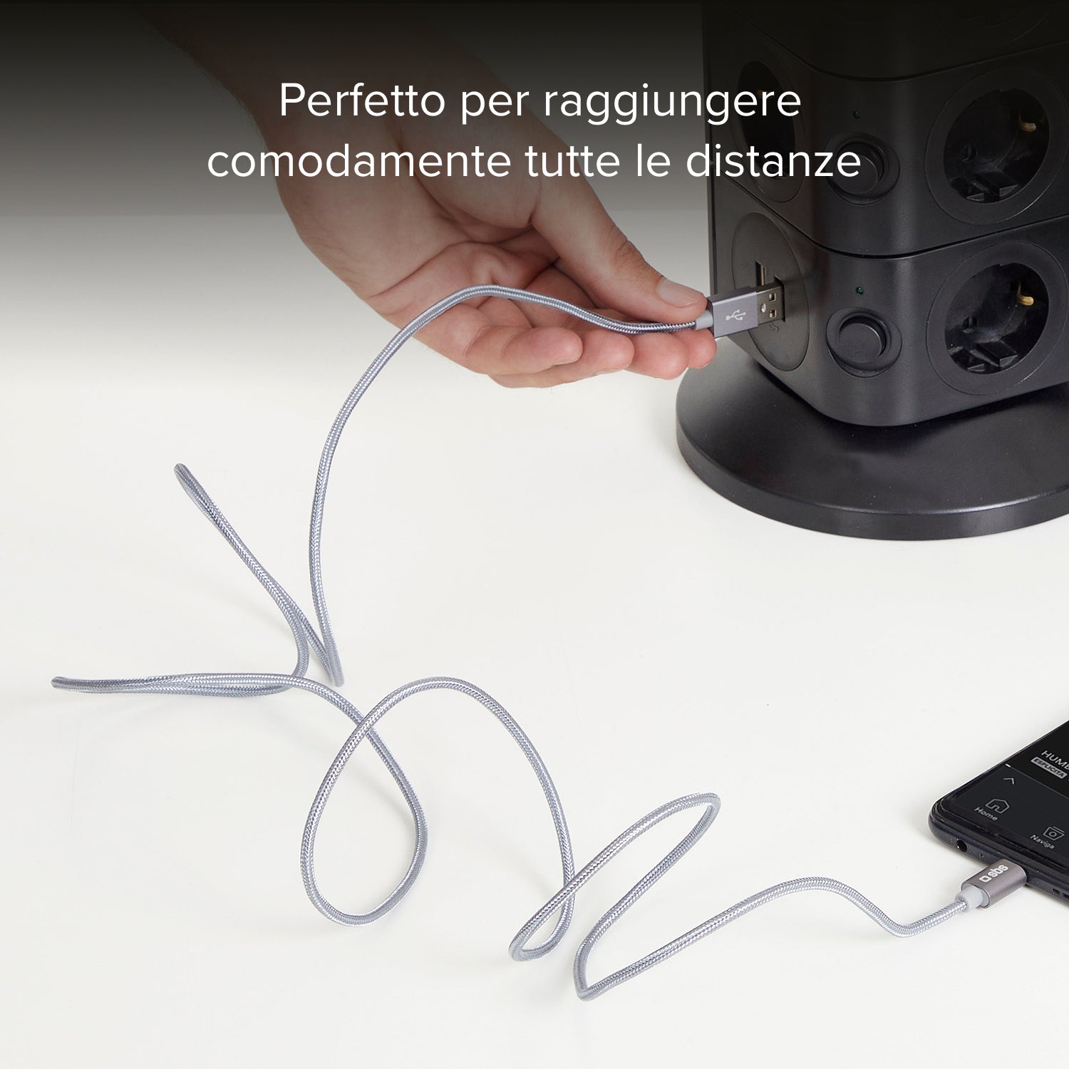 Cavo dati e ricarica in nylon 1.5 m - Connettori USB a USB-C