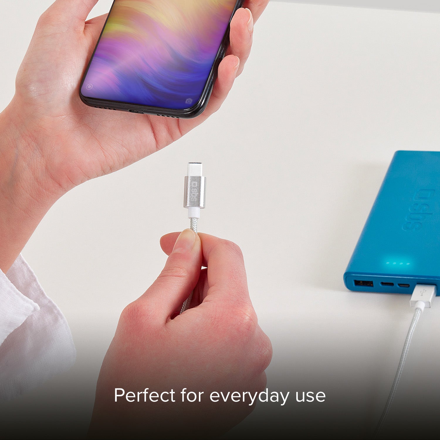 Cavo dati e ricarica in nylon 1.5 m - Connettori USB a USB-C