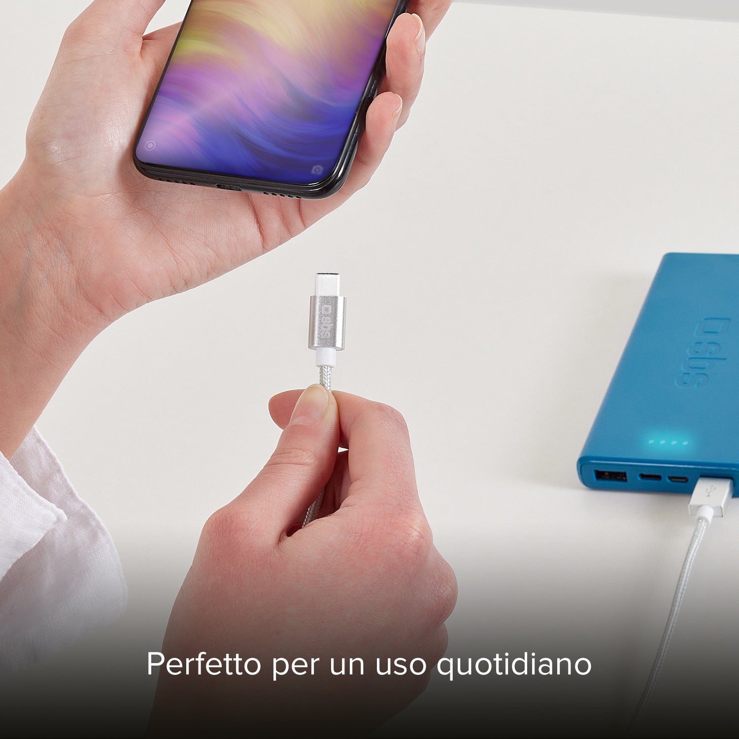Cavo dati e ricarica in nylon 1.5 m - Connettori USB a USB-C