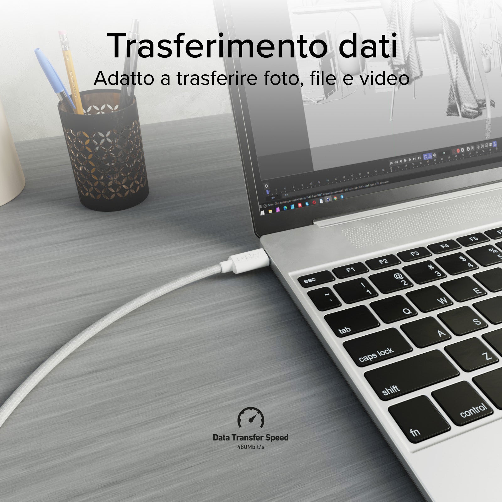 USB Type-C splitter with dual USB-C output 60W