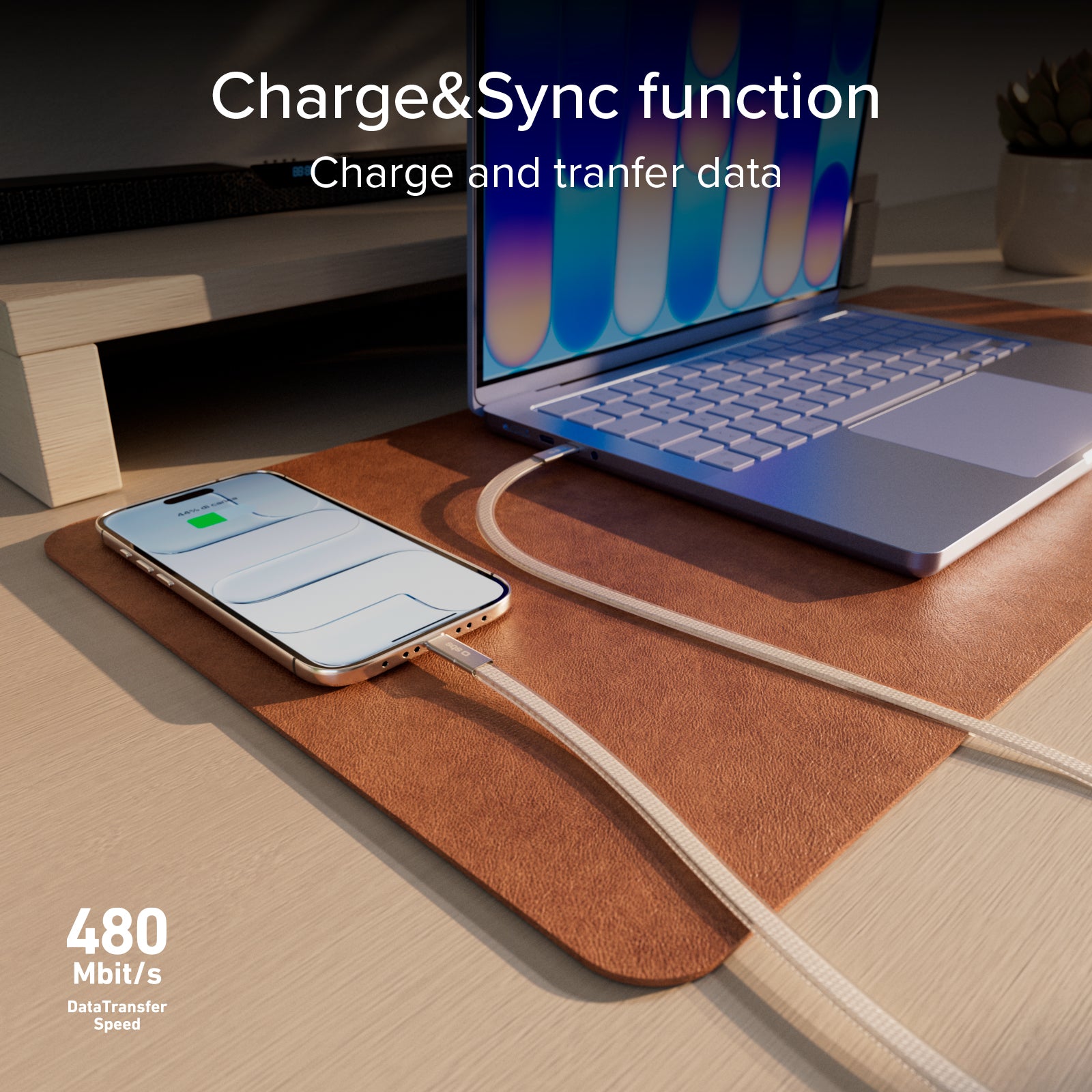 El cable de carga y datos, con conectores USB-C 2.0, 1 m