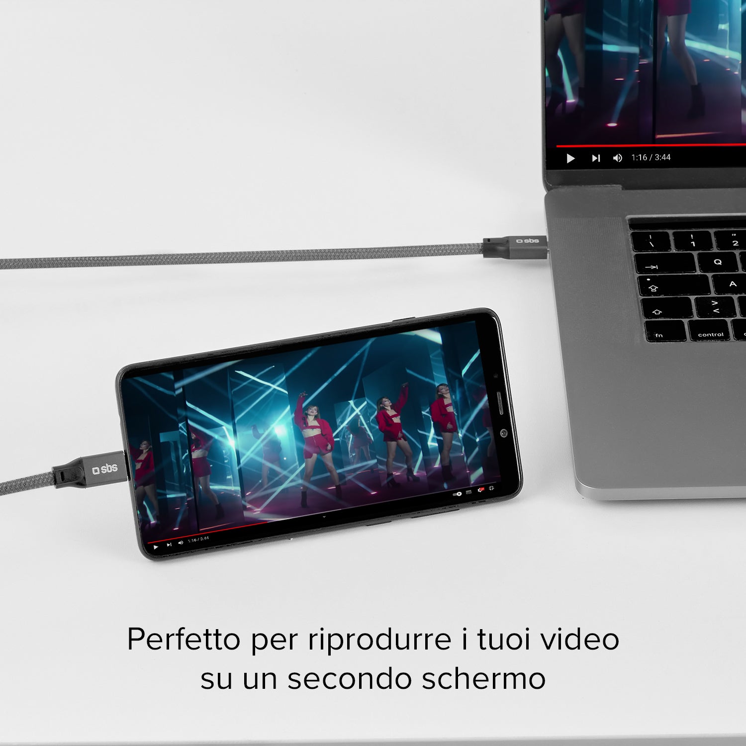 Câble données & recharge USB-C - USB-C 240W avec lecture vidéo